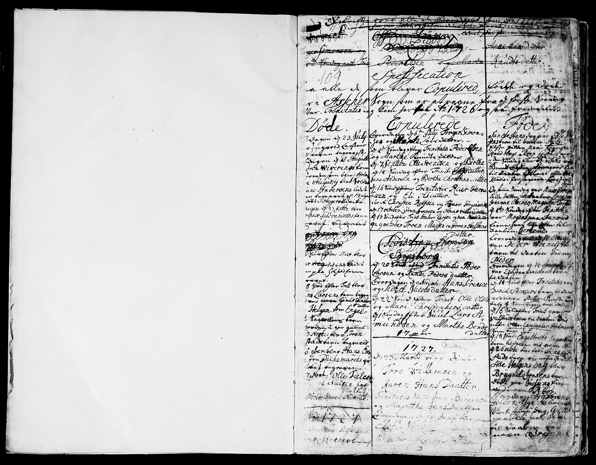 Asker prestekontor Kirkebøker, SAO/A-10256a/F/Fa/L0001: Parish register (official) no. I 1, 1726-1744, p. 1