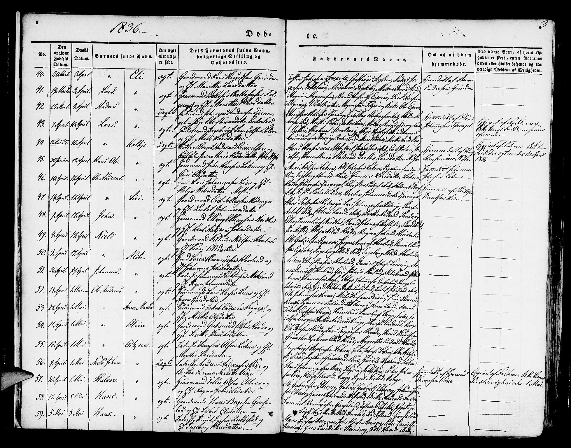 Finnås sokneprestembete, AV/SAB-A-99925/H/Ha/Haa/Haaa/L0006: Parish register (official) no. A 6, 1836-1850, p. 3