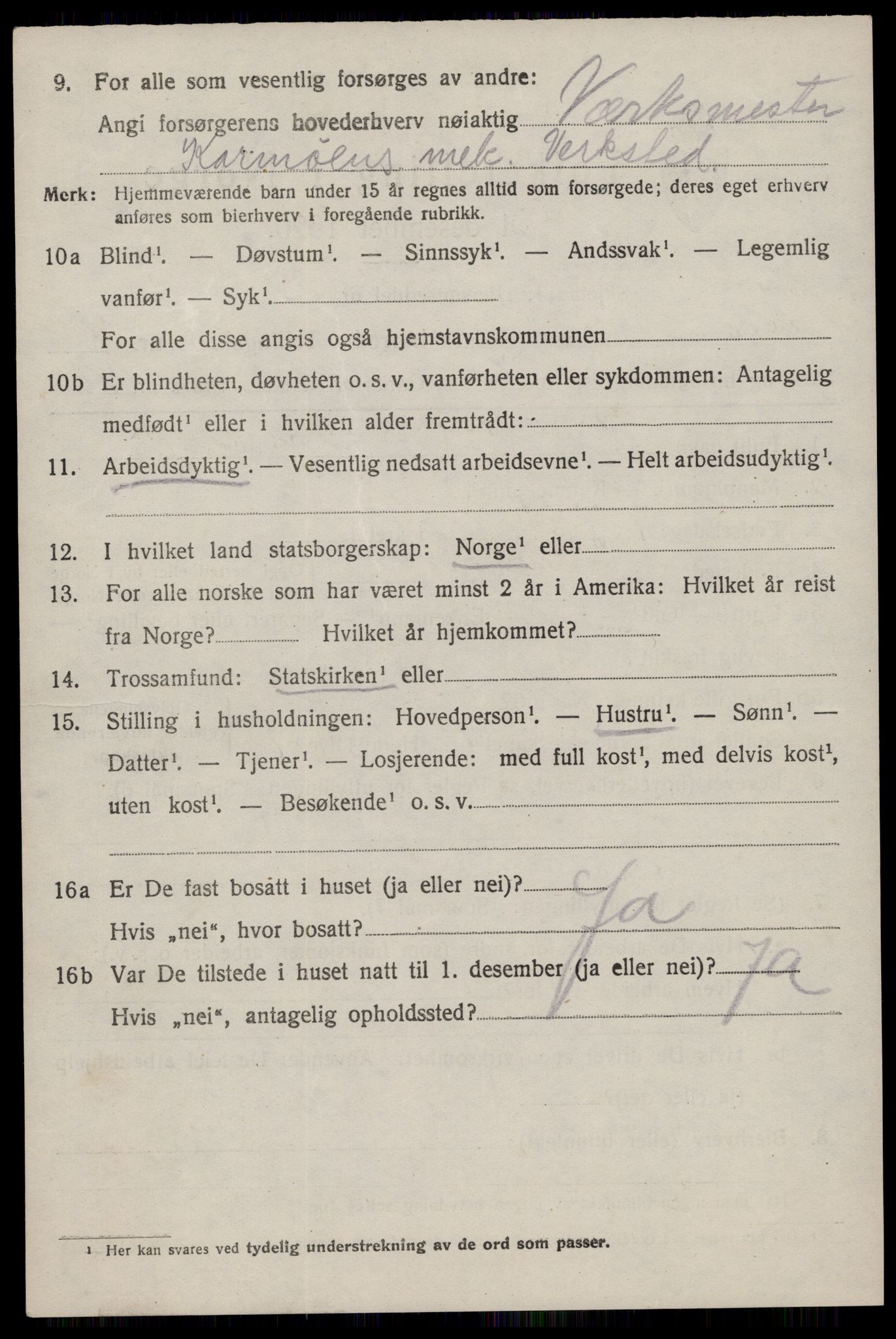 SAST, 1920 census for Stangaland, 1920, p. 3664