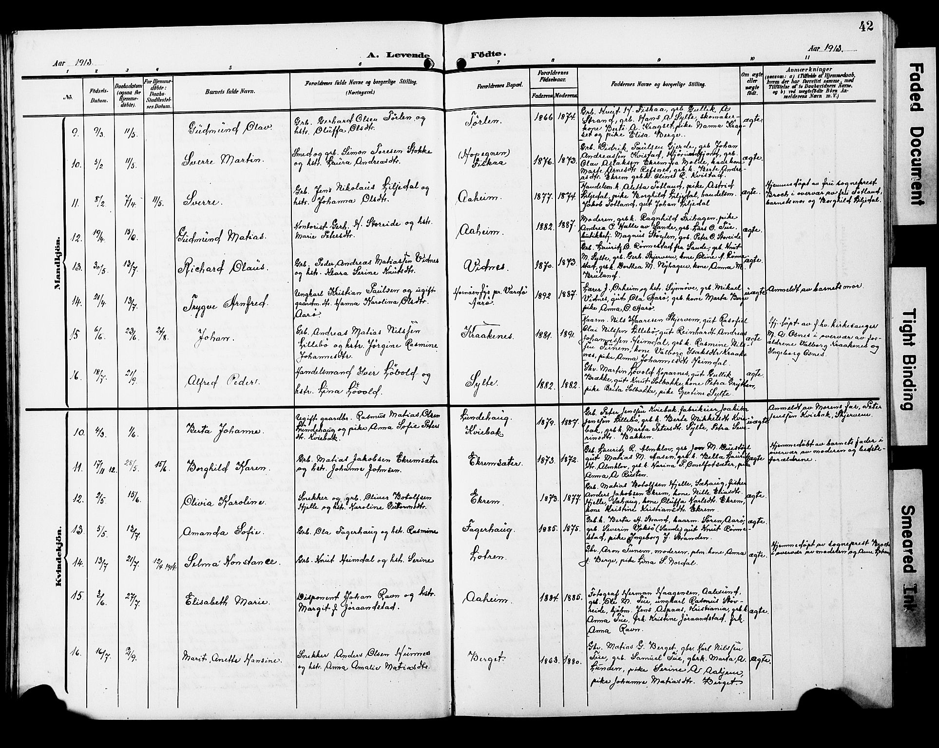 Ministerialprotokoller, klokkerbøker og fødselsregistre - Møre og Romsdal, SAT/A-1454/501/L0018: Parish register (copy) no. 501C04, 1902-1930, p. 42