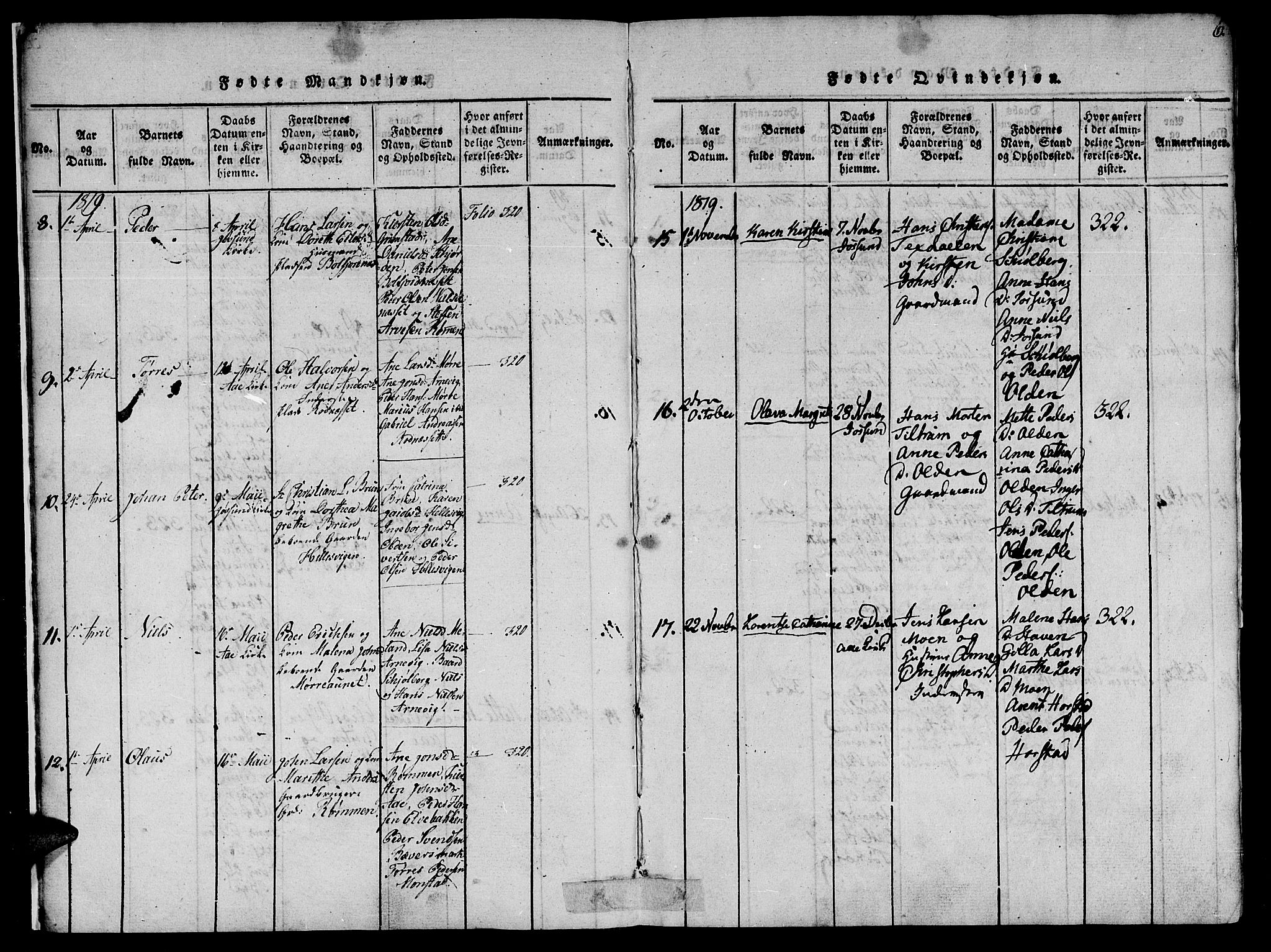 Ministerialprotokoller, klokkerbøker og fødselsregistre - Sør-Trøndelag, SAT/A-1456/655/L0675: Parish register (official) no. 655A04, 1818-1830, p. 6