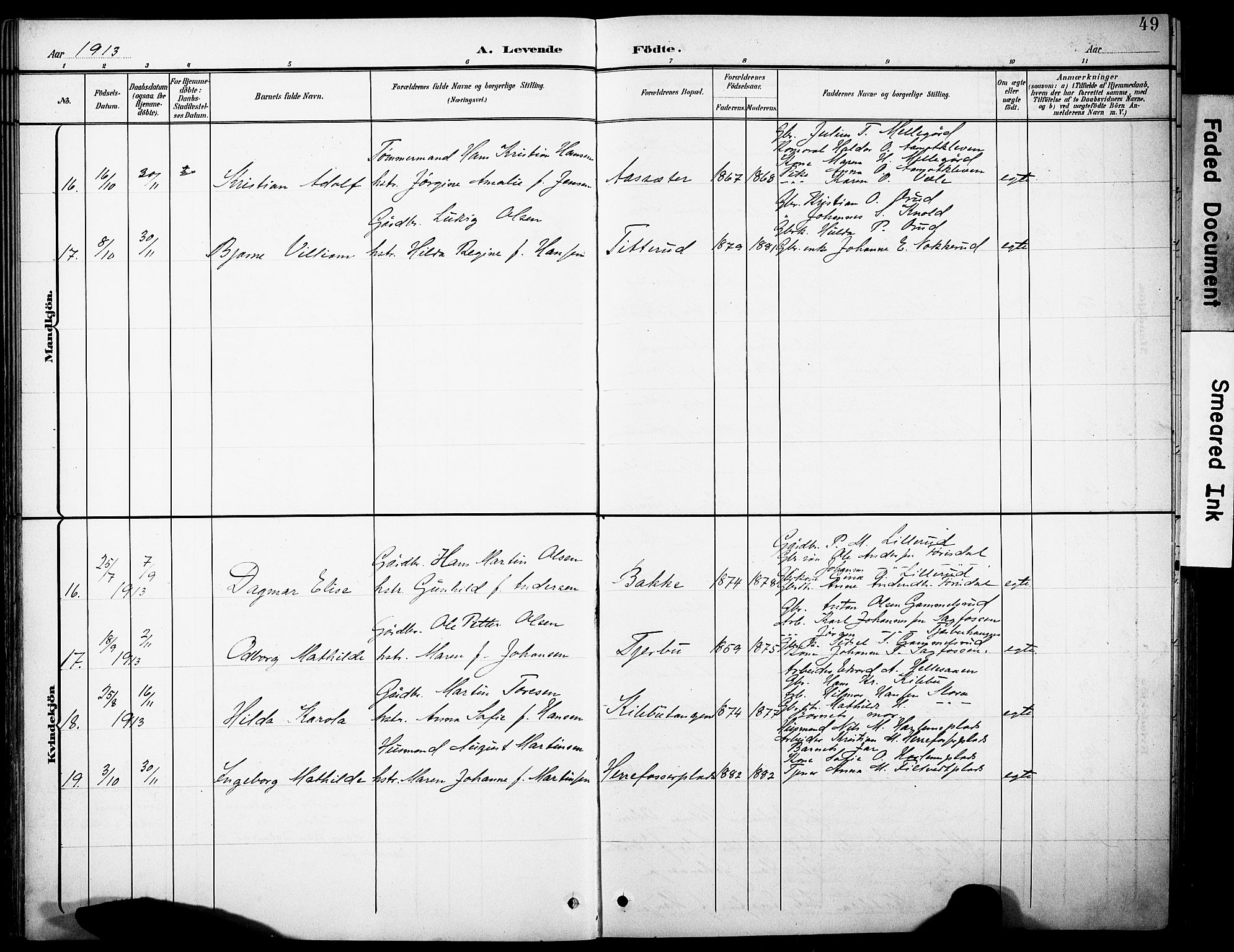 Rakkestad prestekontor Kirkebøker, AV/SAO-A-2008/F/Fb/L0002: Parish register (official) no. II 2, 1900-1920, p. 49