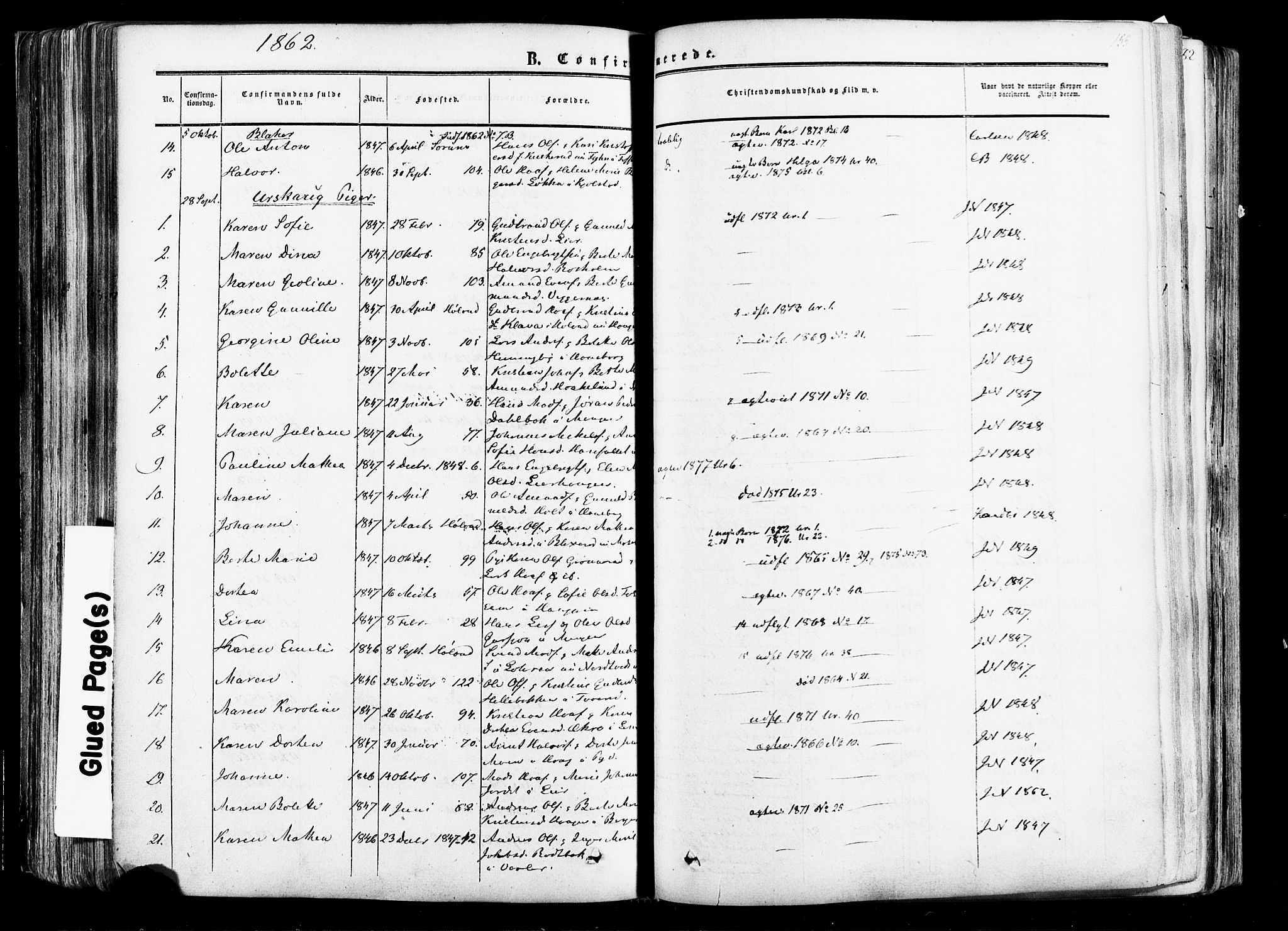 Aurskog prestekontor Kirkebøker, SAO/A-10304a/F/Fa/L0007: Parish register (official) no. I 7, 1854-1877, p. 155
