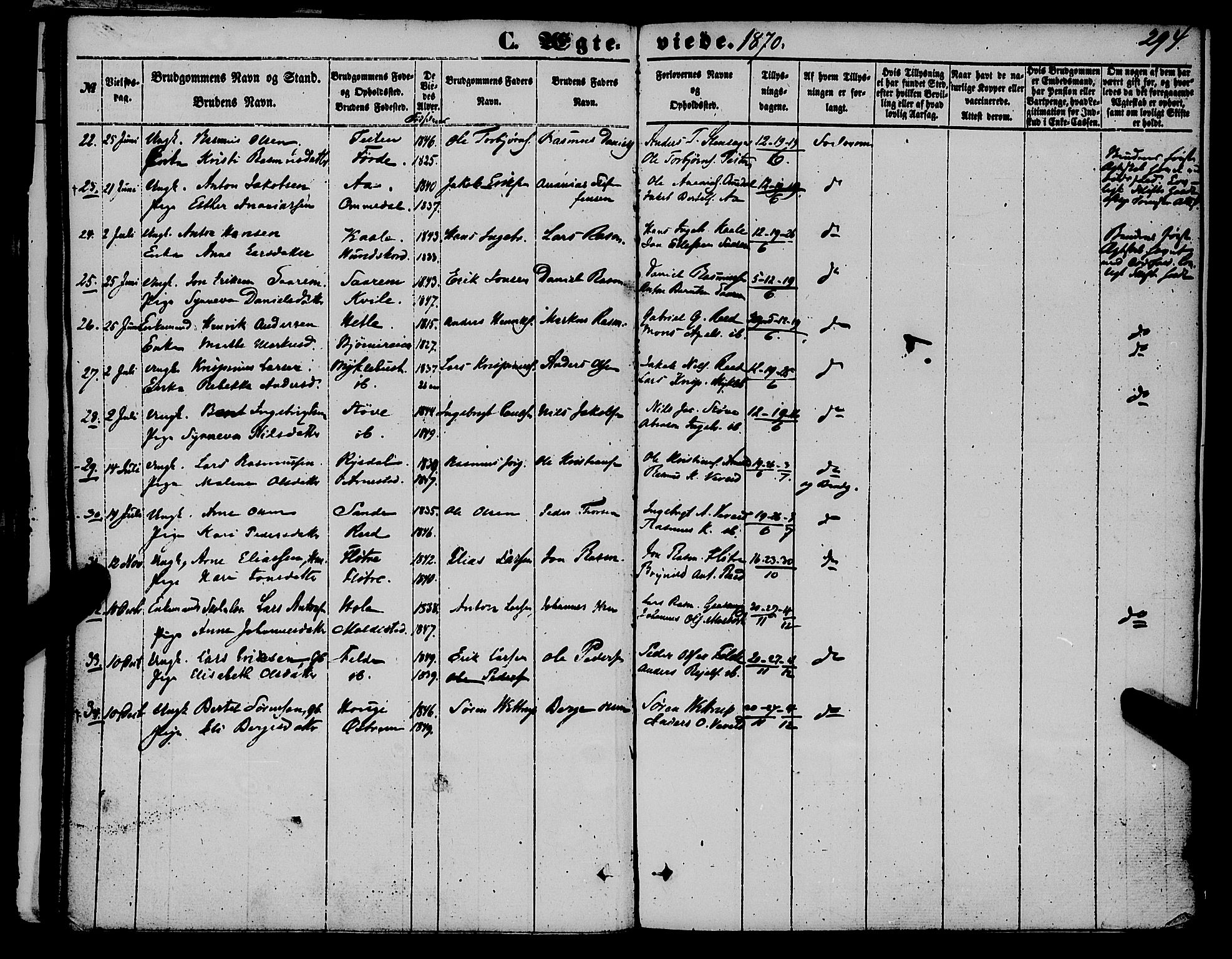 Gloppen sokneprestembete, AV/SAB-A-80101/H/Haa/Haaa/L0009: Parish register (official) no. A 9, 1855-1870, p. 294