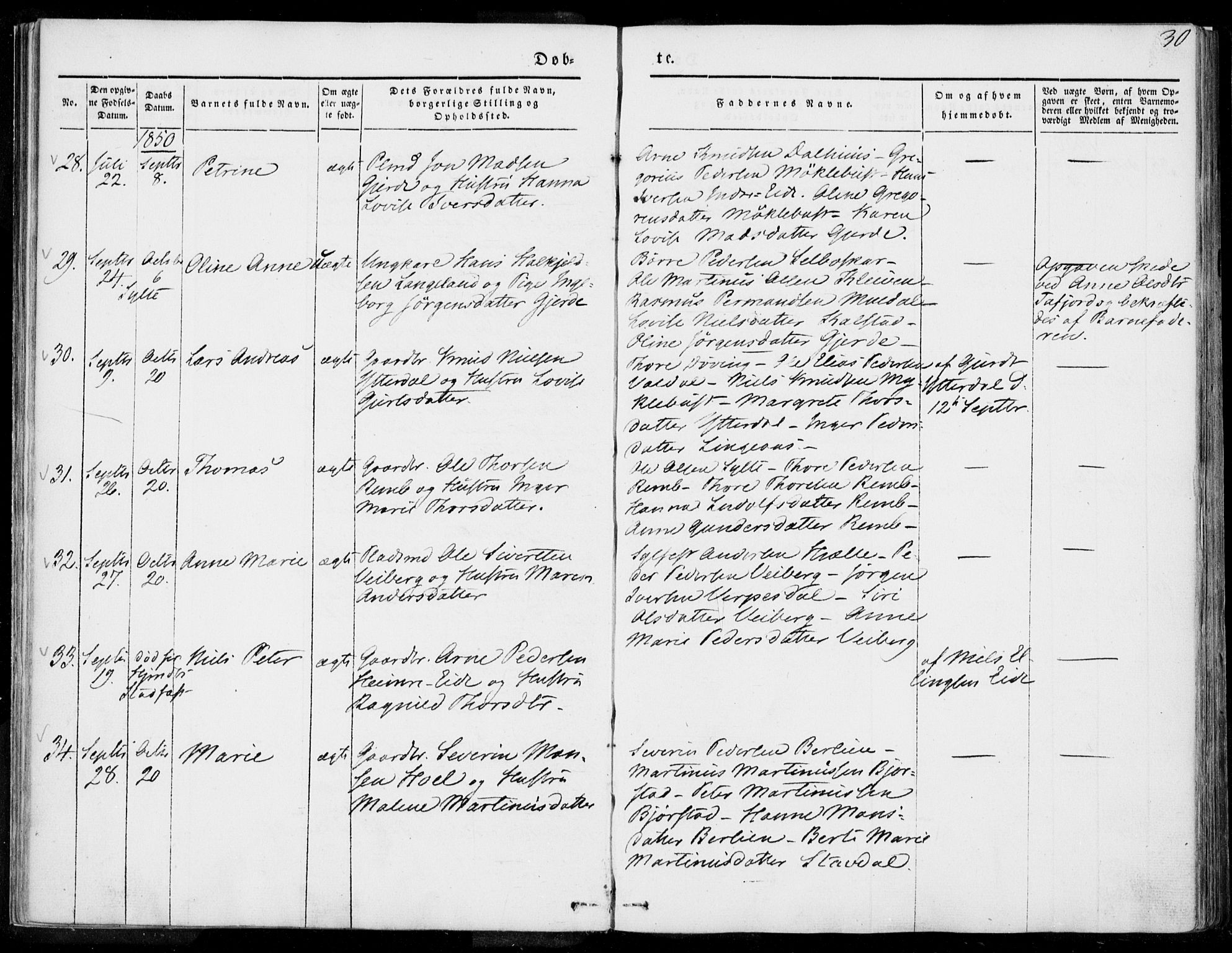 Ministerialprotokoller, klokkerbøker og fødselsregistre - Møre og Romsdal, SAT/A-1454/519/L0249: Parish register (official) no. 519A08, 1846-1868, p. 30
