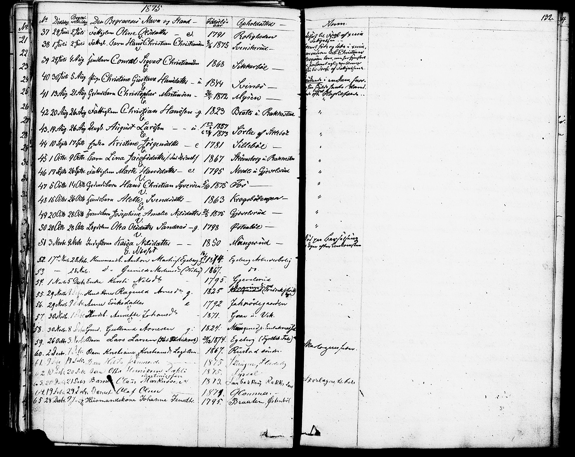 Enebakk prestekontor Kirkebøker, SAO/A-10171c/F/Fa/L0013: Parish register (official) no. I 13, 1832-1882, p. 132