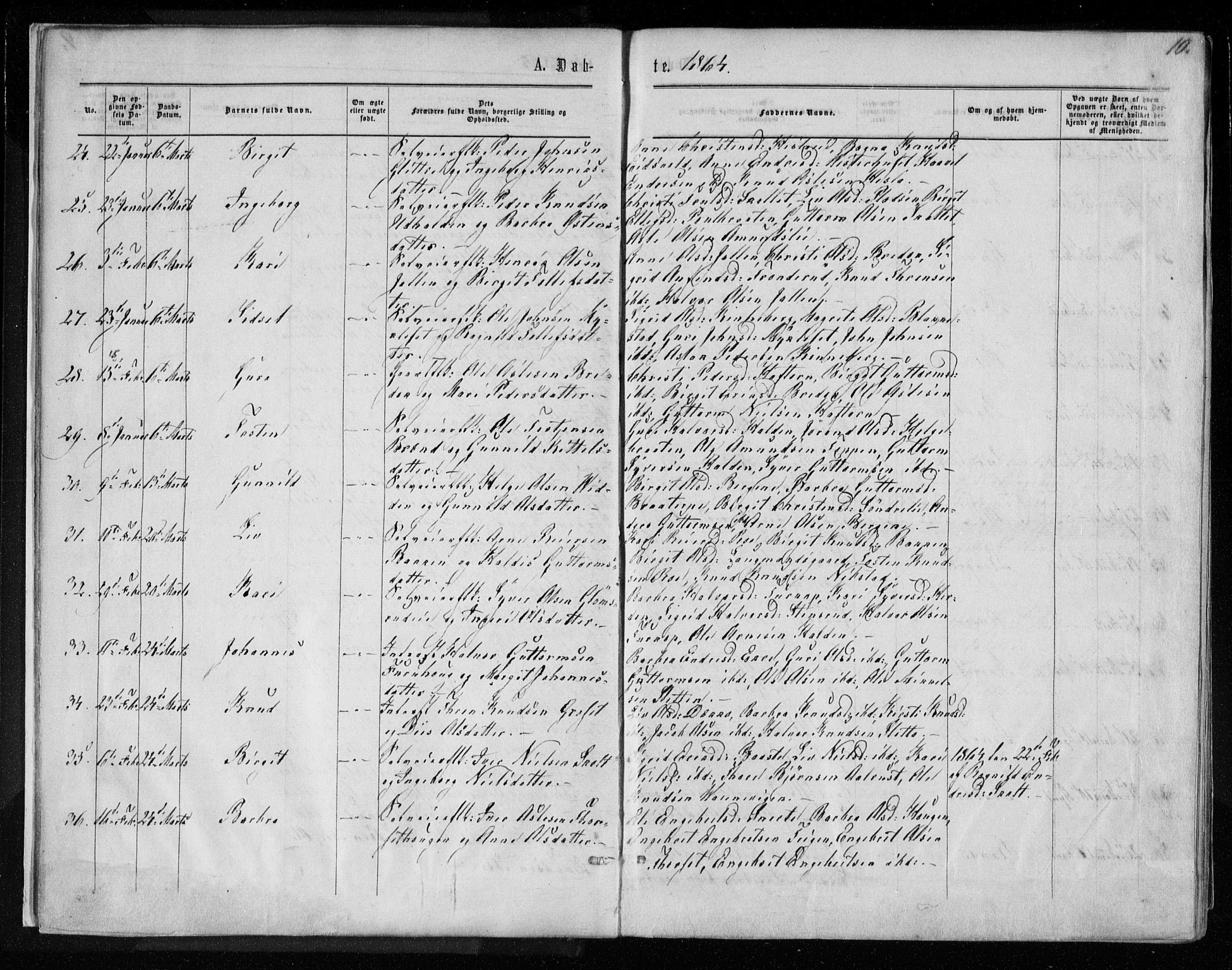 Gol kirkebøker, AV/SAKO-A-226/F/Fa/L0003: Parish register (official) no. I 3, 1863-1875, p. 10