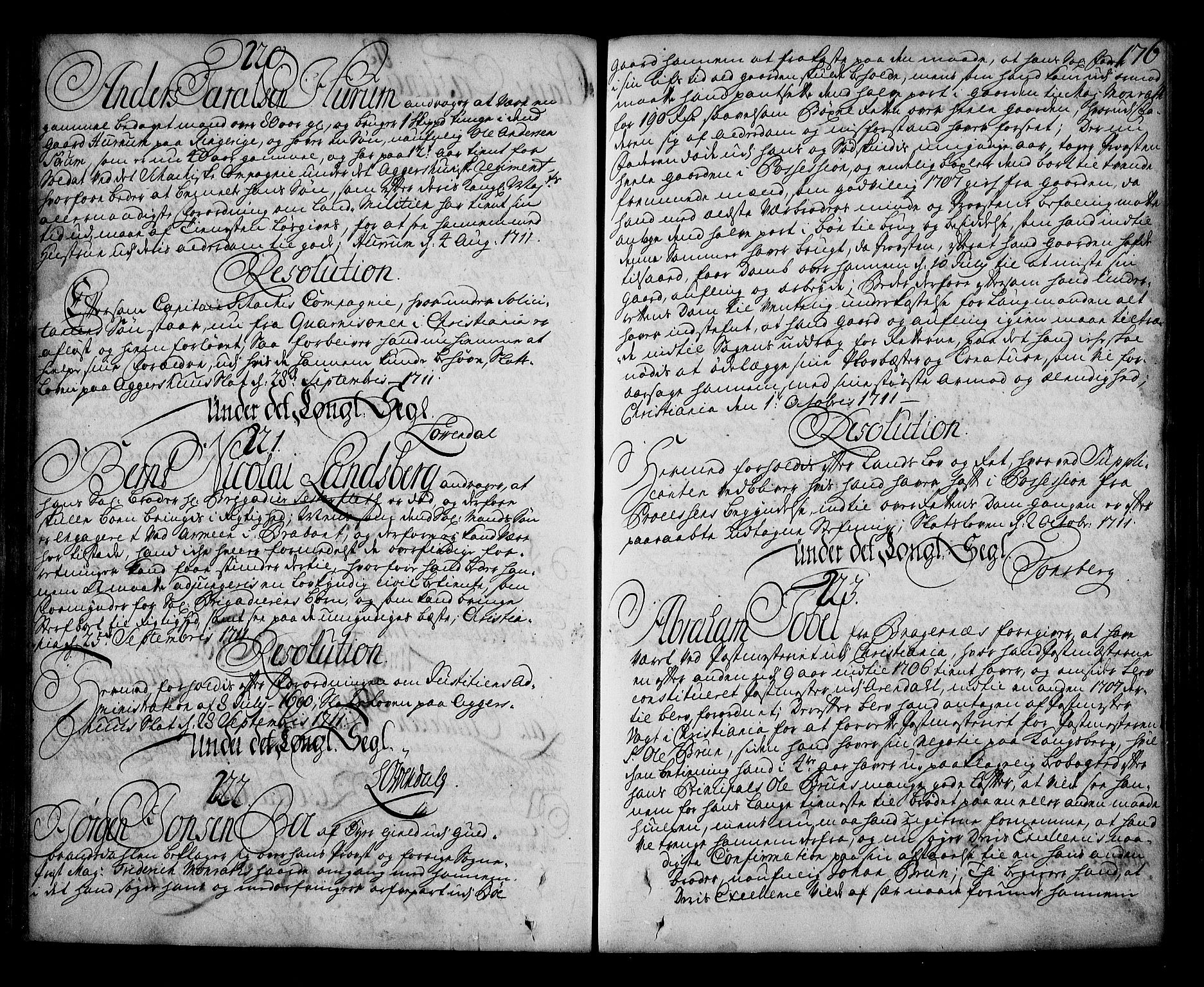 Stattholderembetet 1572-1771, AV/RA-EA-2870/Ag/L0002: Supplikasjons- og resolusjonsprotokoll, 1710-1714, p. 175b-176a