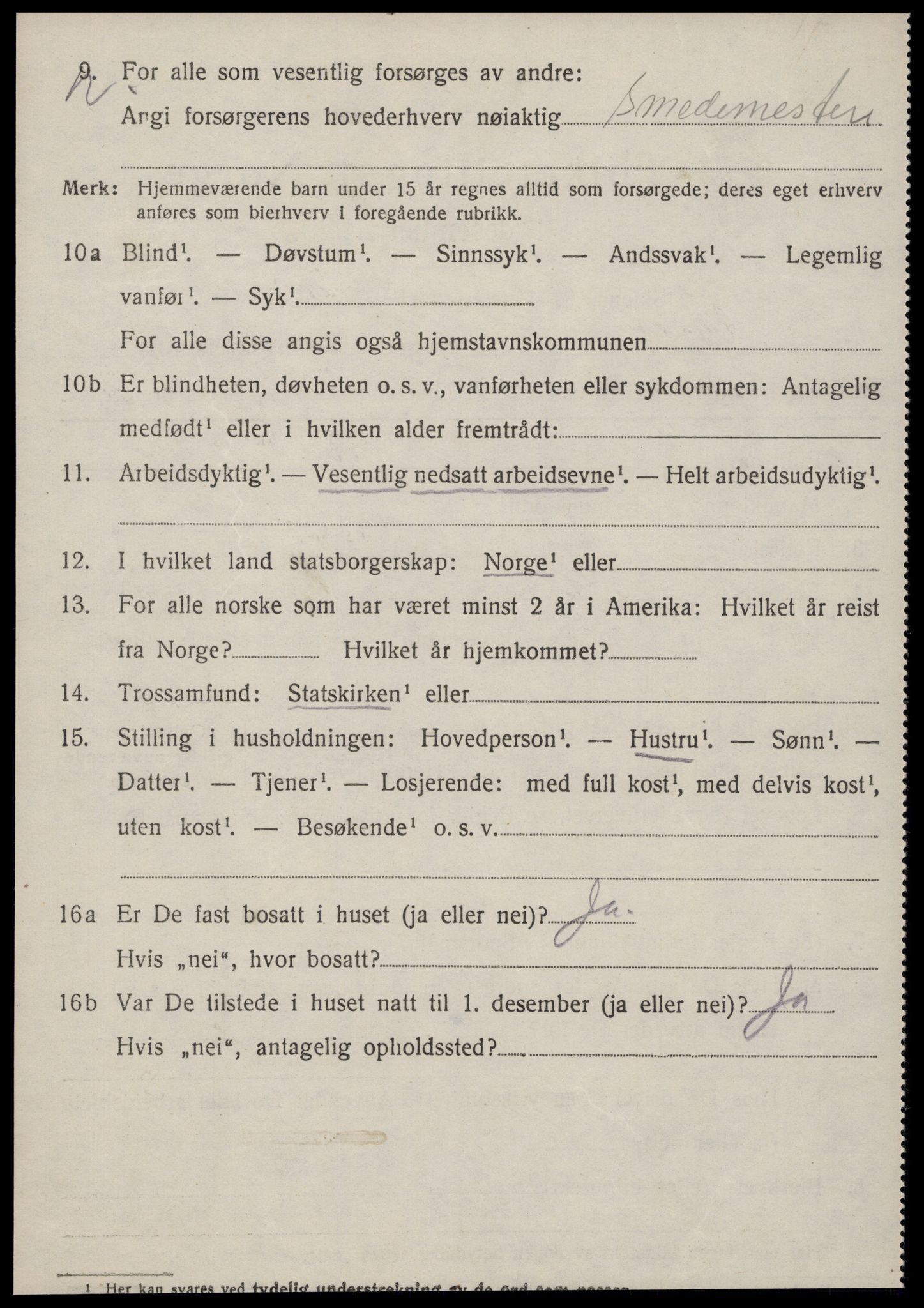 SAT, 1920 census for Voll, 1920, p. 1612