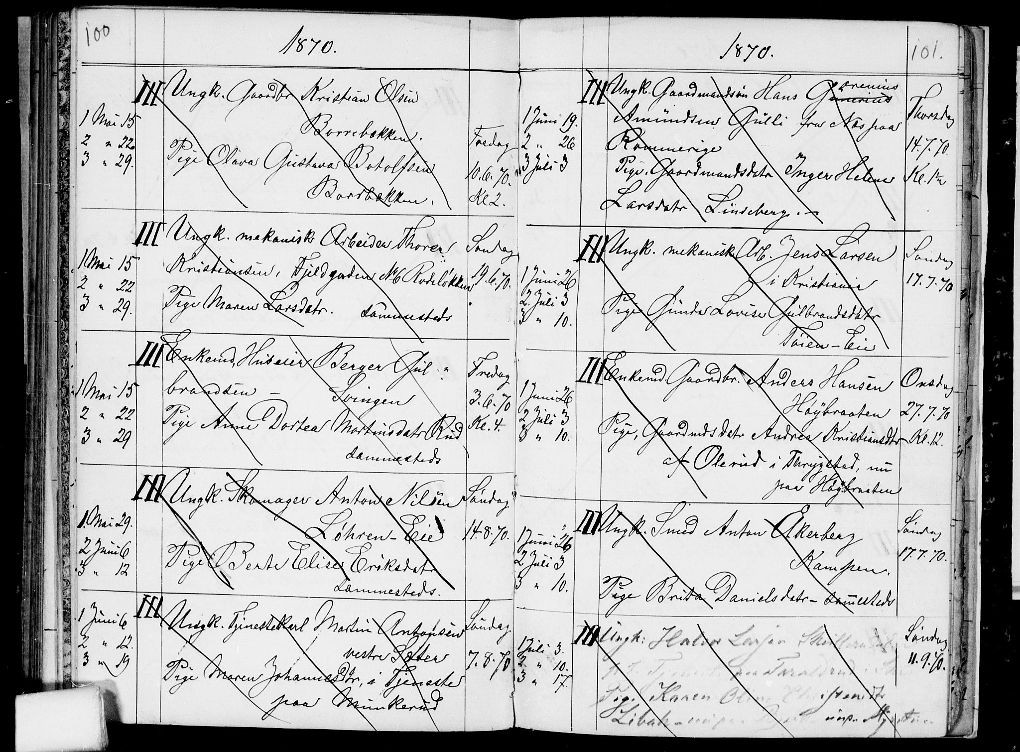 Østre Aker prestekontor Kirkebøker, AV/SAO-A-10840/H/Ha/L0002: Banns register no. I 2, 1861-1872, p. 100-101