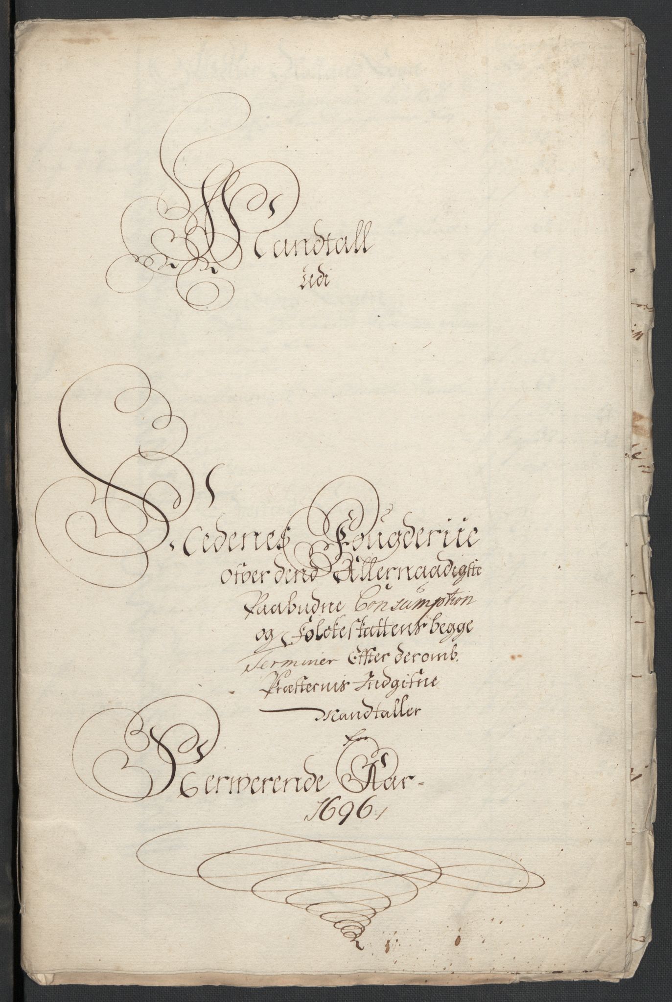 Rentekammeret inntil 1814, Reviderte regnskaper, Fogderegnskap, RA/EA-4092/R39/L2313: Fogderegnskap Nedenes, 1696-1697, p. 47