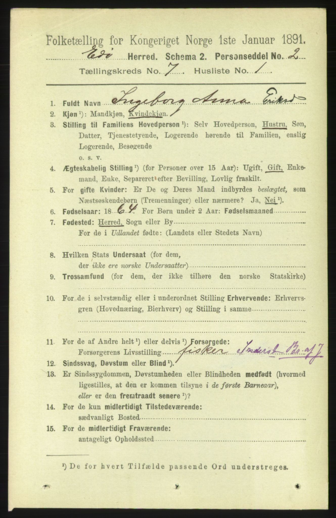 RA, 1891 census for 1573 Edøy, 1891, p. 1587