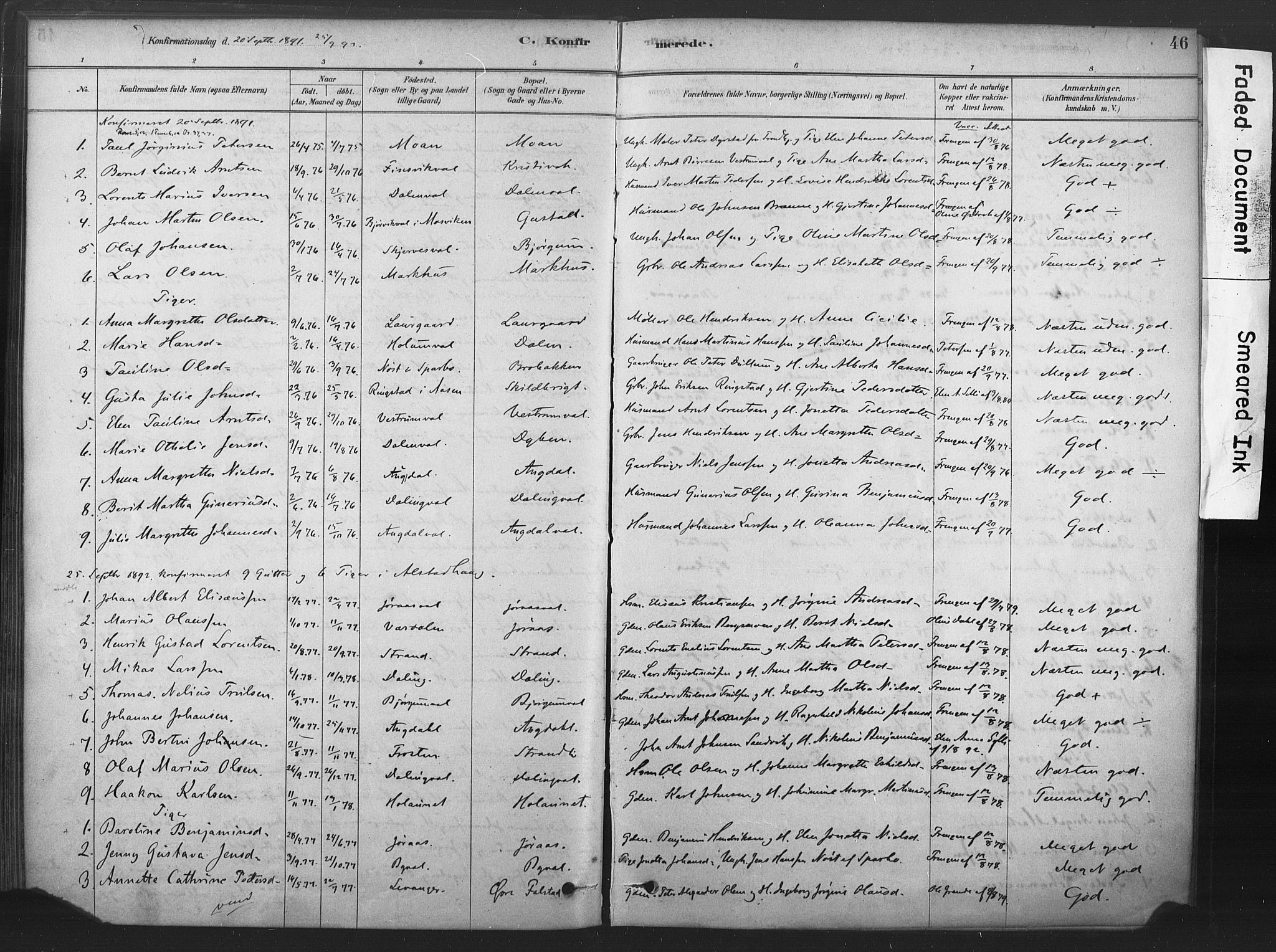 Ministerialprotokoller, klokkerbøker og fødselsregistre - Nord-Trøndelag, AV/SAT-A-1458/719/L0178: Parish register (official) no. 719A01, 1878-1900, p. 46