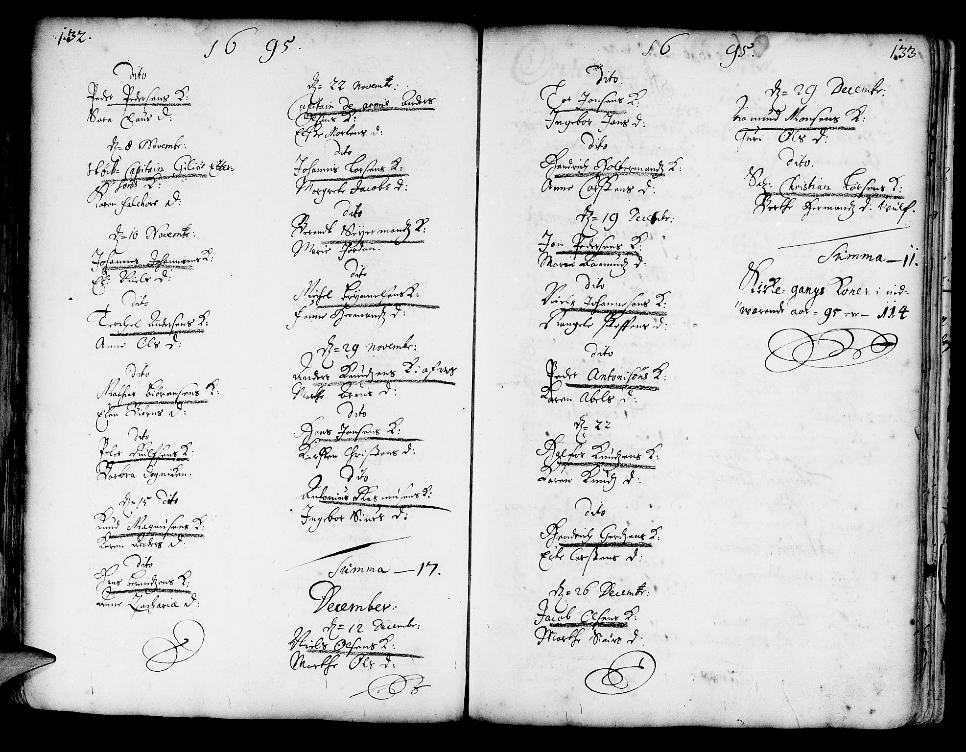 Korskirken sokneprestembete, AV/SAB-A-76101/H/Haa/L0002: Parish register (official) no. A 2, 1688-1697, p. 132-133