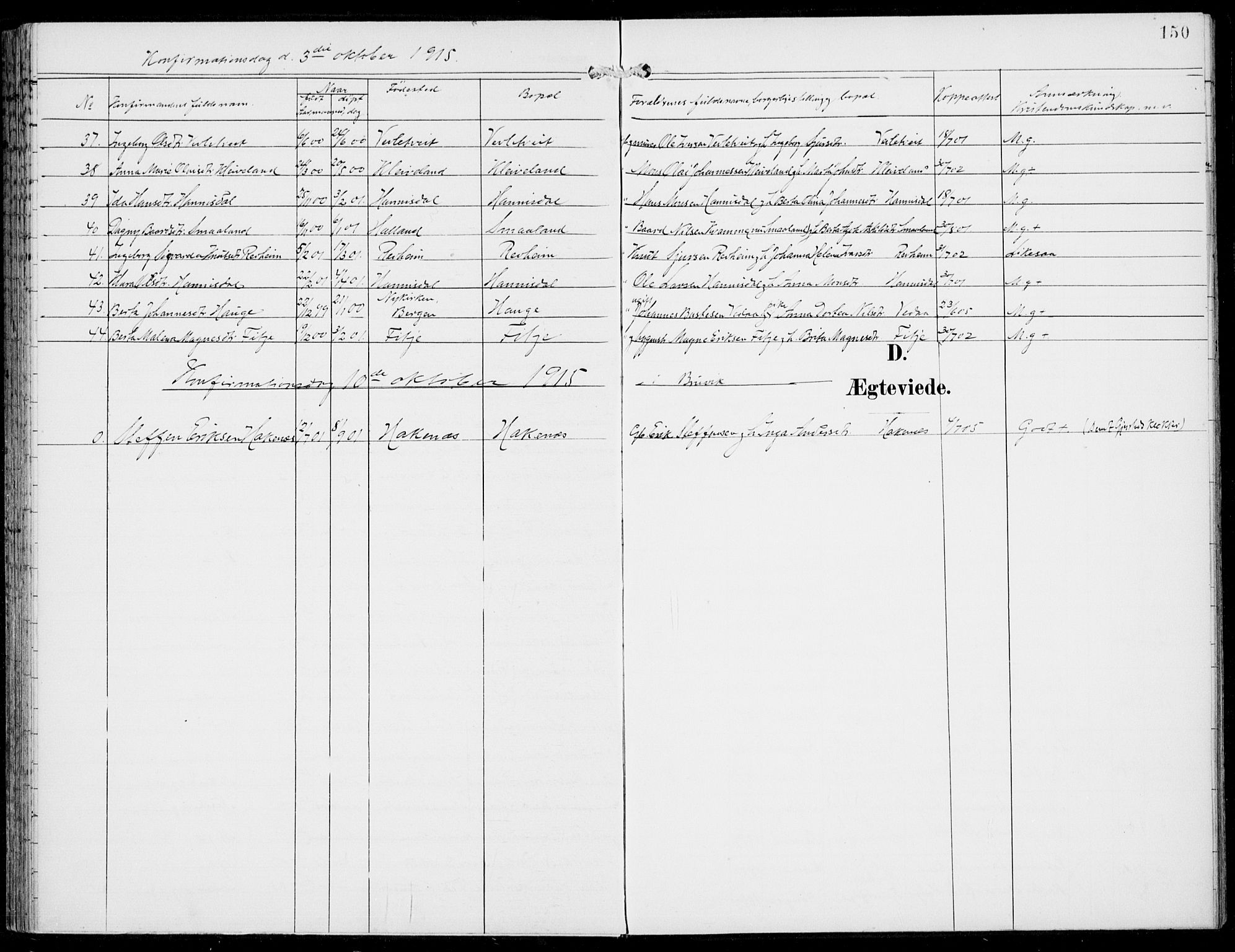 Haus sokneprestembete, SAB/A-75601/H/Haa: Parish register (official) no. C  2, 1900-1915, p. 150