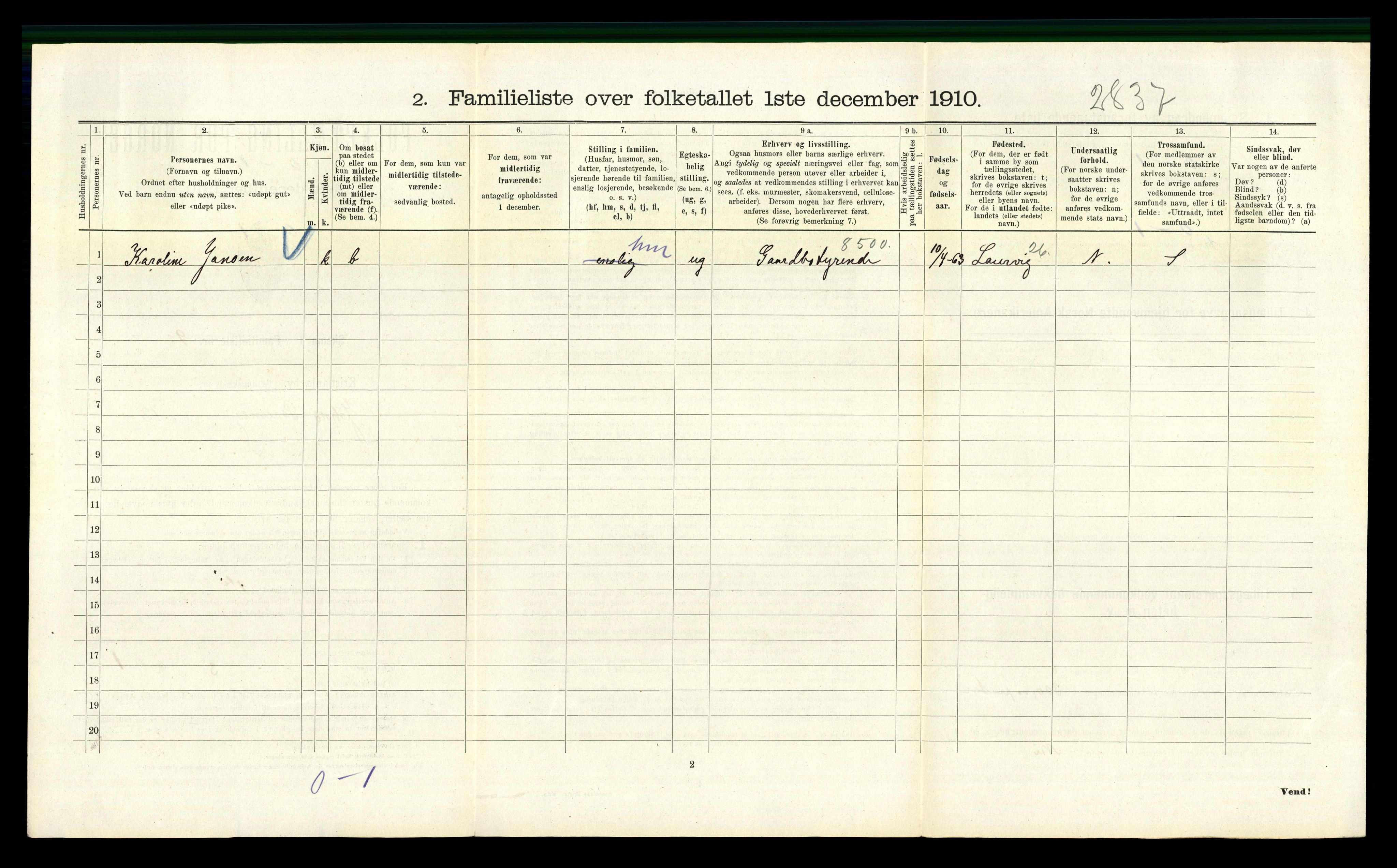 RA, 1910 census for Kristiania, 1910, p. 46234