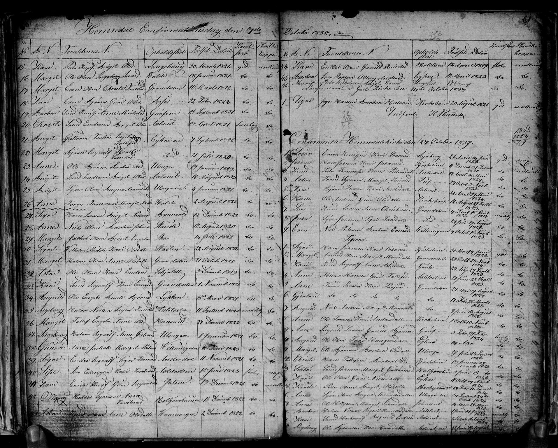Gol kirkebøker, SAKO/A-226/G/Gb/L0002: Parish register (copy) no. II 2, 1838-1844, p. 60-61