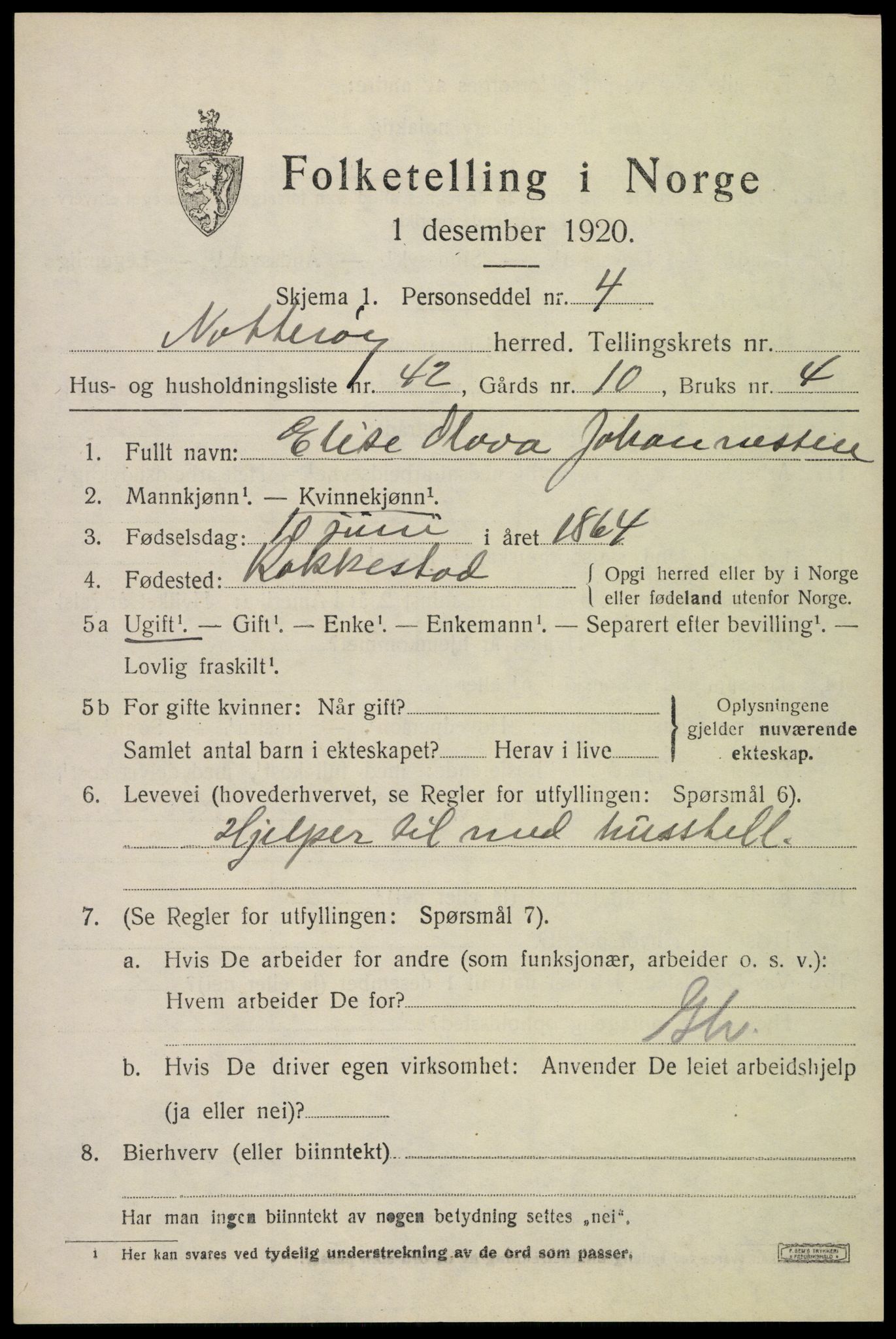 SAKO, 1920 census for Nøtterøy, 1920, p. 6003