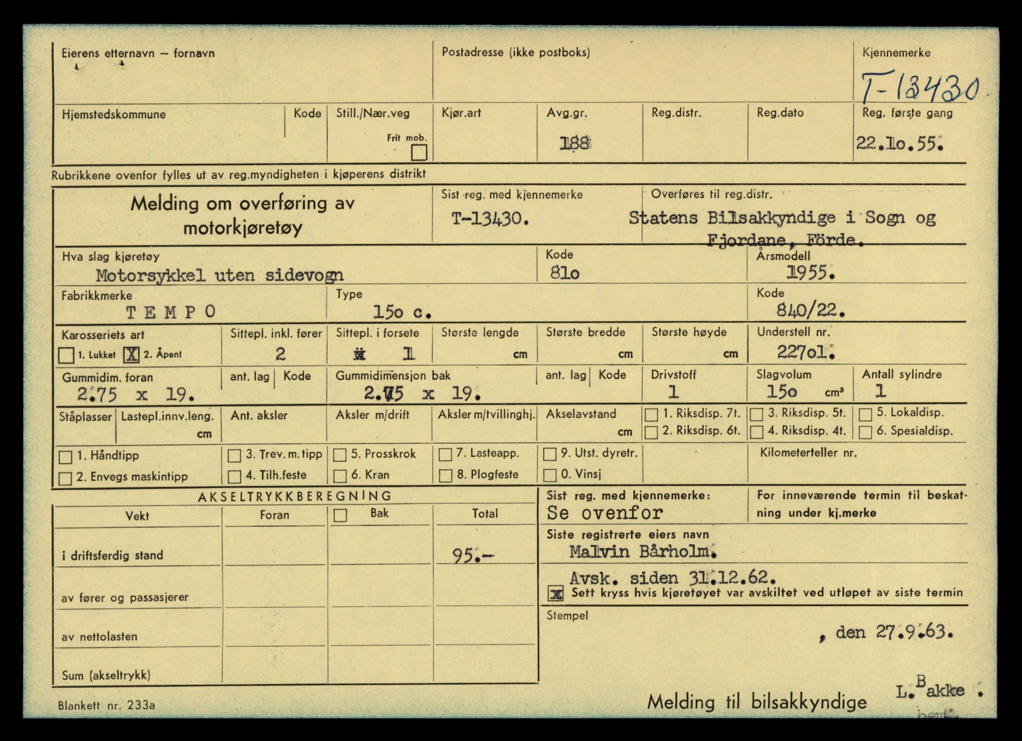 Møre og Romsdal vegkontor - Ålesund trafikkstasjon, AV/SAT-A-4099/F/Fe/L0039: Registreringskort for kjøretøy T 13361 - T 13530, 1927-1998, p. 1183