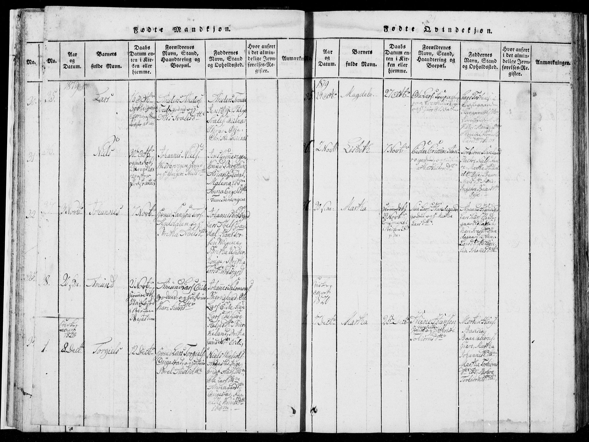 Strandebarm sokneprestembete, AV/SAB-A-78401/H/Hab: Parish register (copy) no. A  1, 1816-1826, p. 24