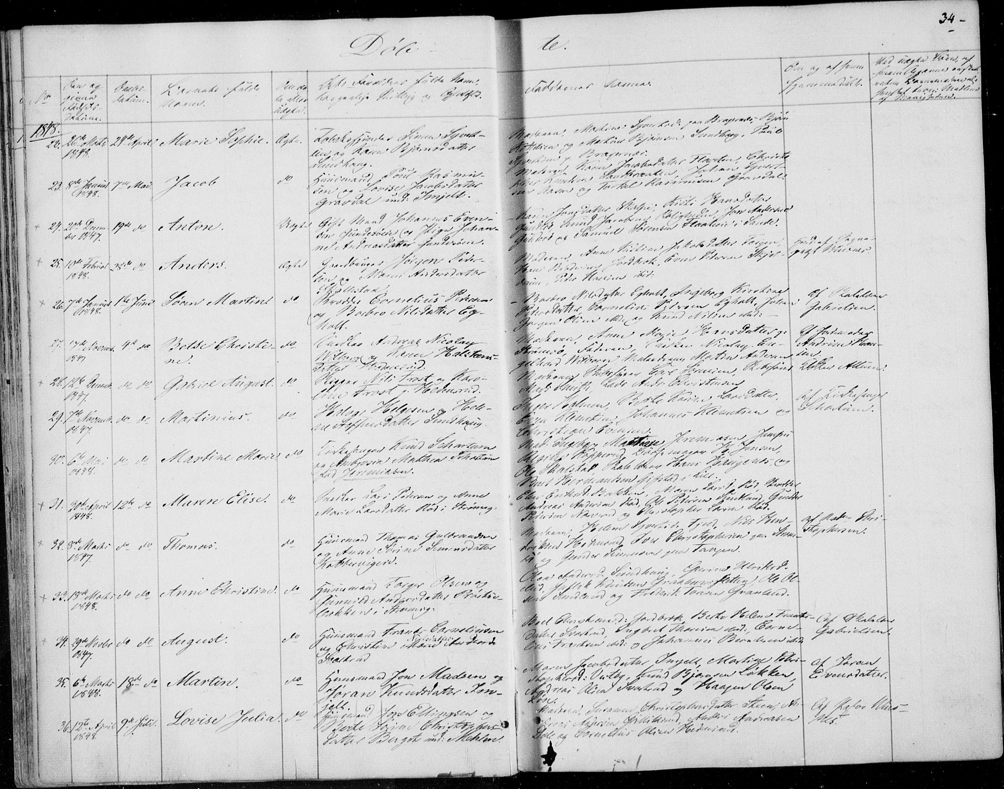 Skoger kirkebøker, AV/SAKO-A-59/F/Fa/L0003: Parish register (official) no. I 3, 1842-1861, p. 34