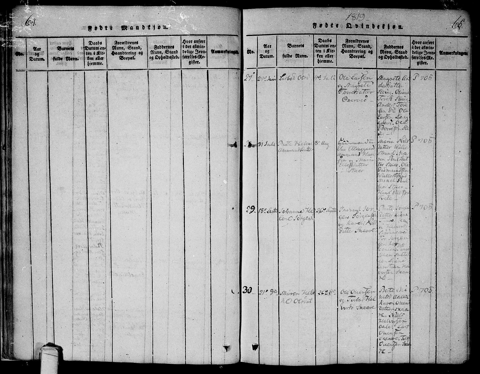 Onsøy prestekontor Kirkebøker, AV/SAO-A-10914/F/Fa/L0002: Parish register (official) no. I 2, 1814-1840, p. 64-65