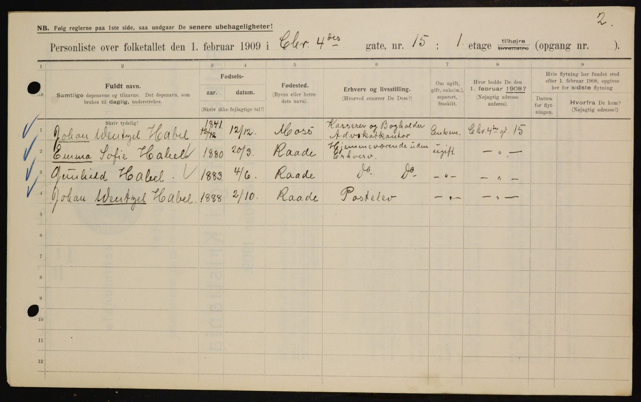 OBA, Municipal Census 1909 for Kristiania, 1909, p. 49711