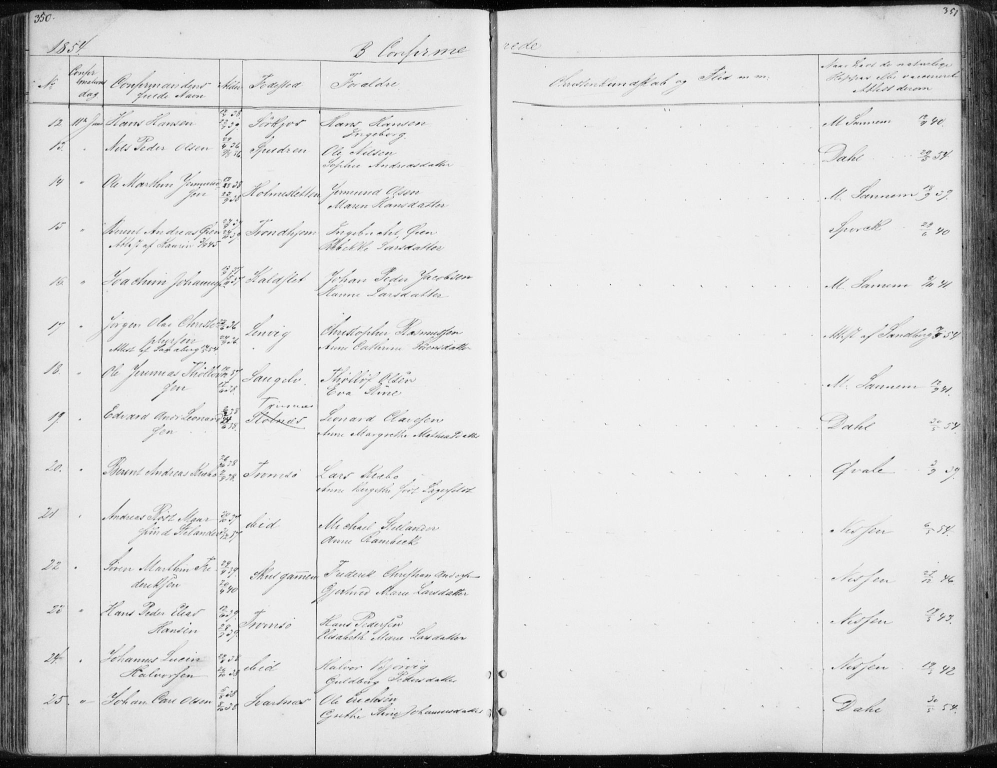 Tromsø sokneprestkontor/stiftsprosti/domprosti, SATØ/S-1343/G/Gb/L0005klokker: Parish register (copy) no. 5, 1846-1857, p. 350-351