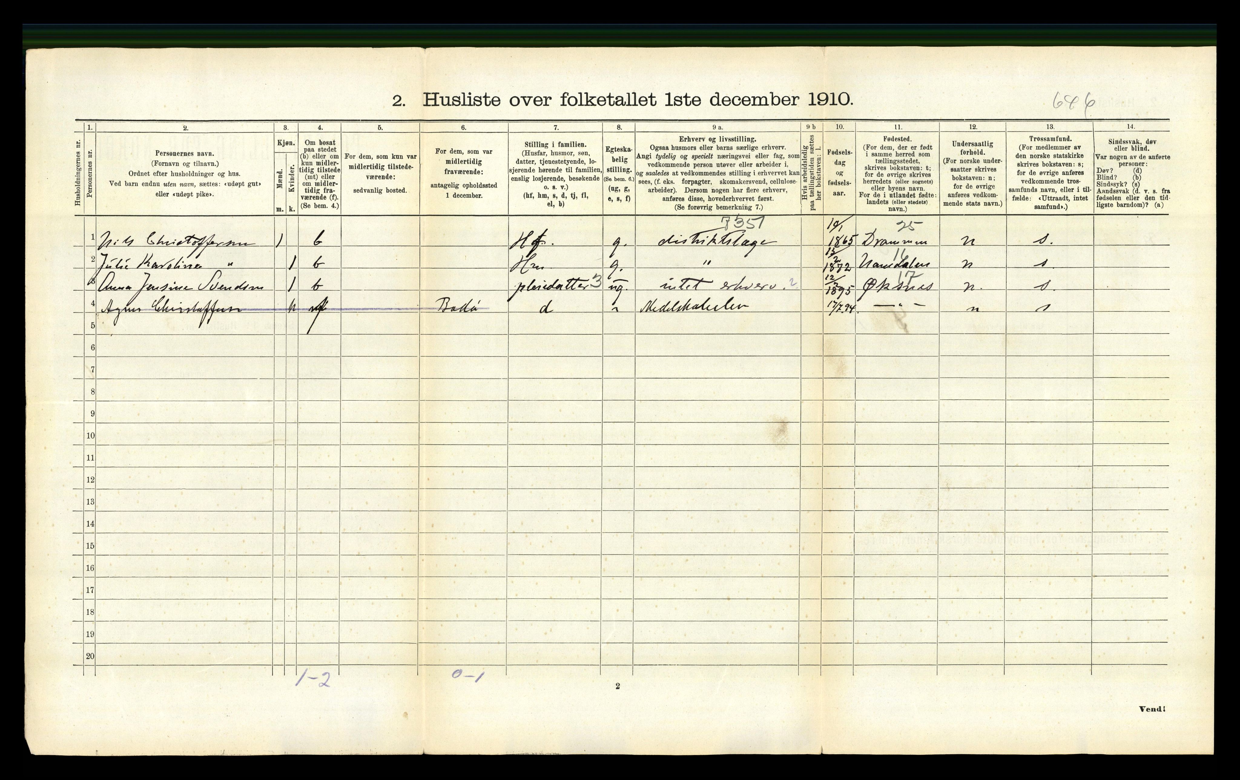 RA, 1910 census for Steigen, 1910, p. 452