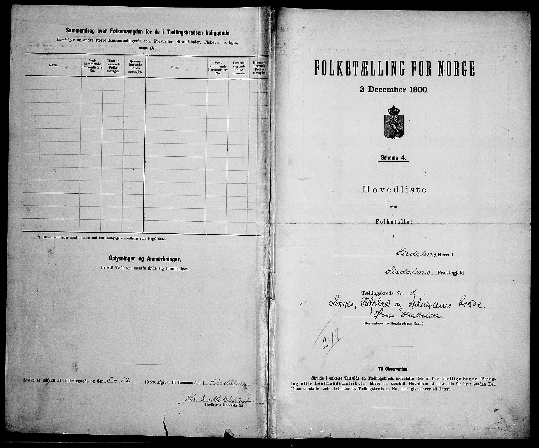 SAK, 1900 census for Sirdal, 1900, p. 18