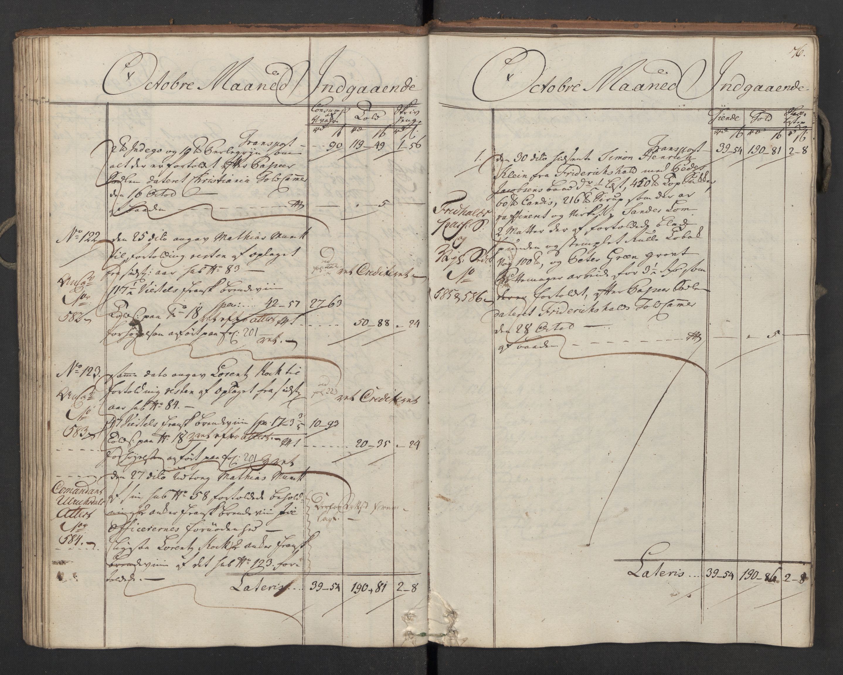 Generaltollkammeret, tollregnskaper, AV/RA-EA-5490/R02/L0034/0001: Tollregnskaper Fredrikstad / Inngående hovedtollbok, 1762, p. 75b-76a