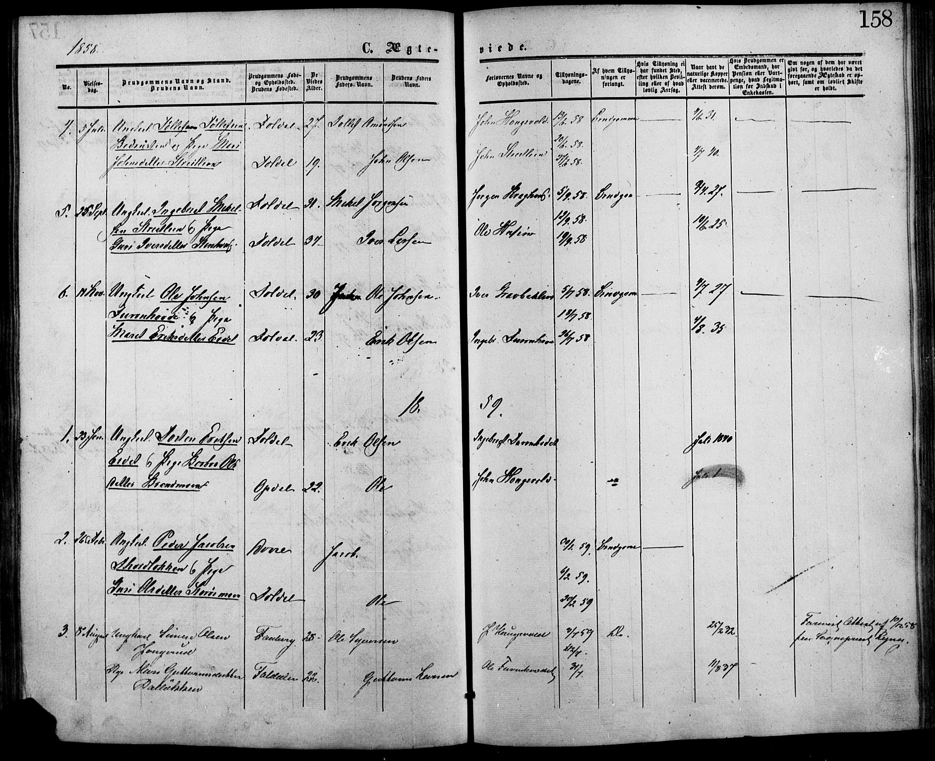 Lesja prestekontor, SAH/PREST-068/H/Ha/Haa/L0007: Parish register (official) no. 7, 1854-1862, p. 158
