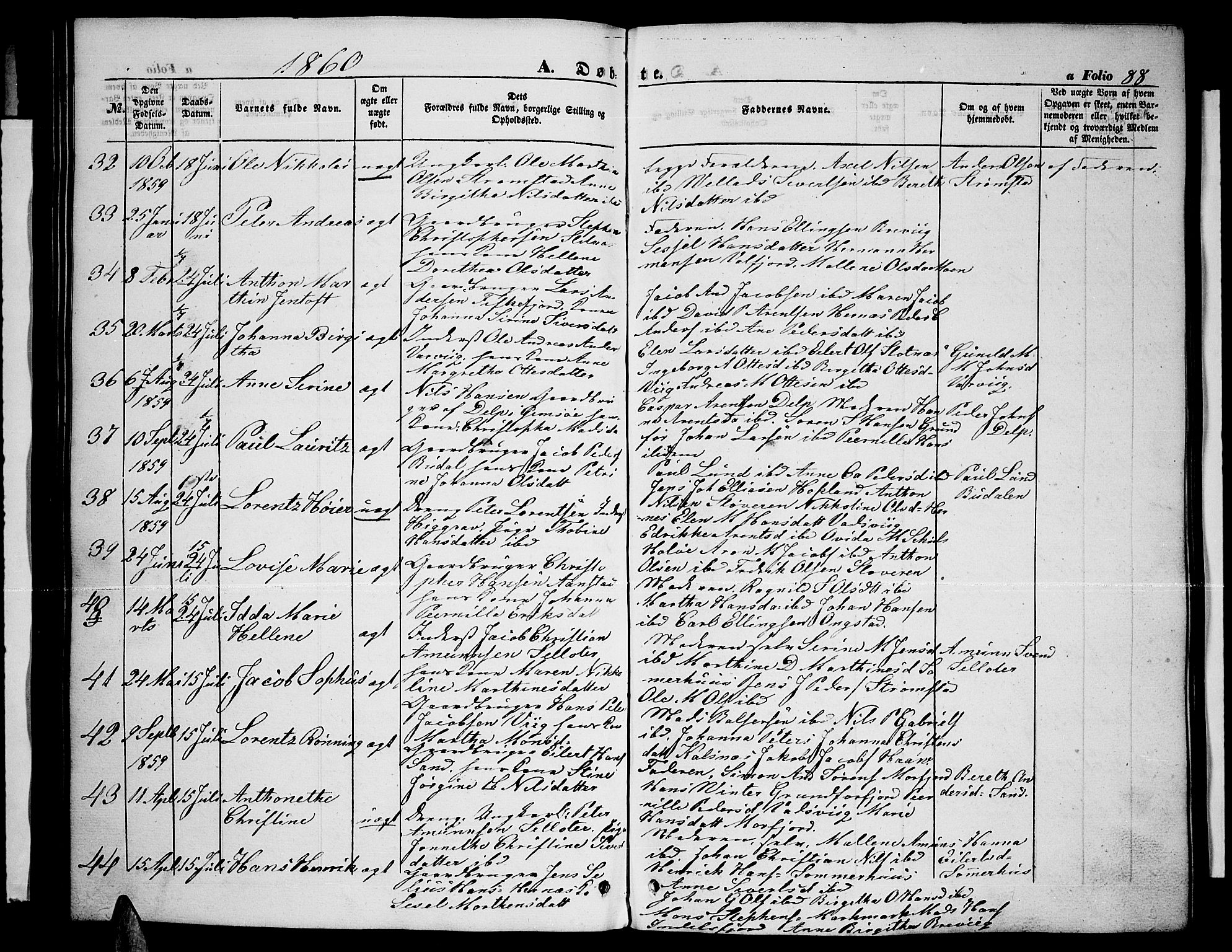 Ministerialprotokoller, klokkerbøker og fødselsregistre - Nordland, SAT/A-1459/888/L1265: Parish register (copy) no. 888C03, 1850-1863, p. 88
