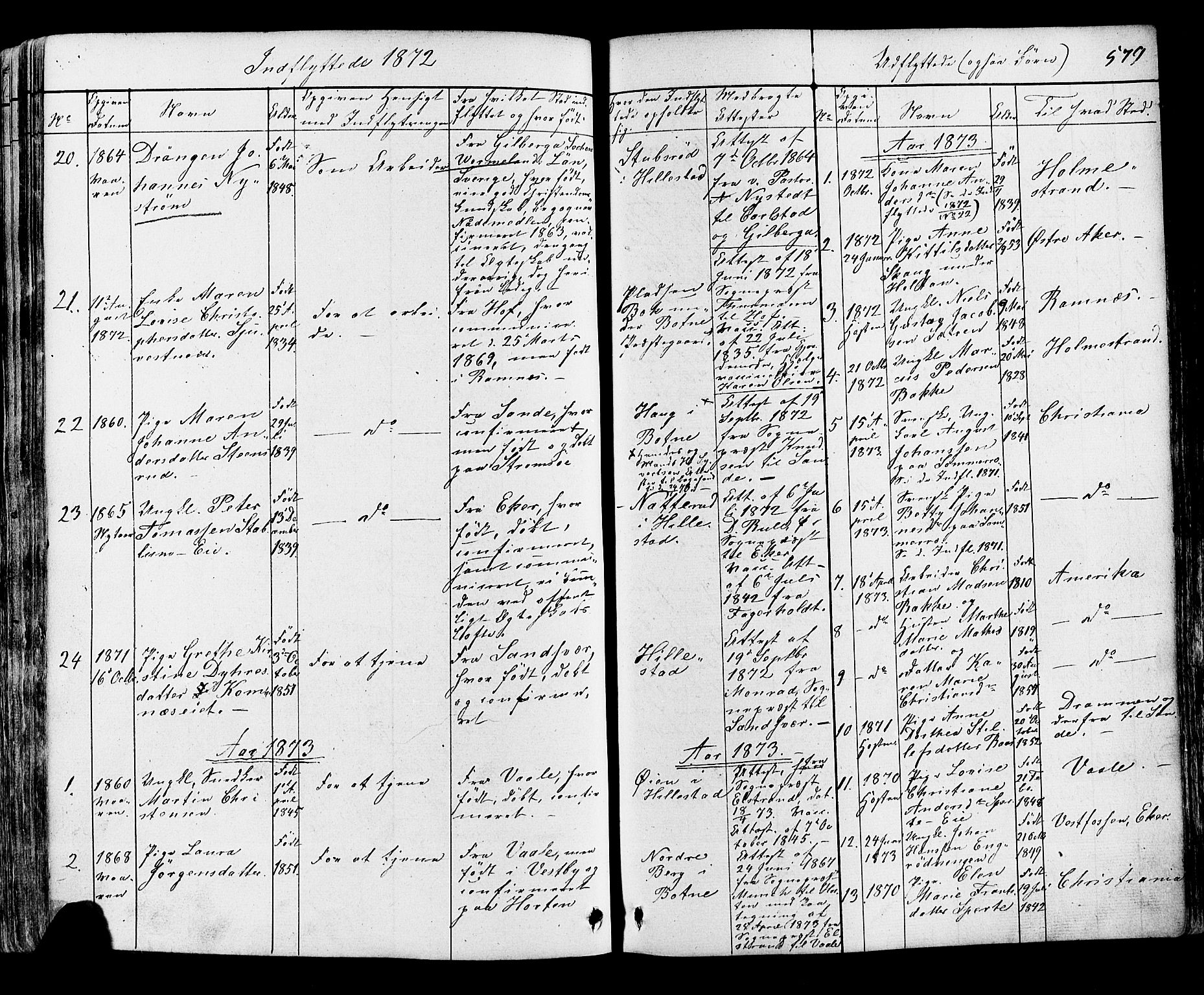 Botne kirkebøker, AV/SAKO-A-340/F/Fa/L0006: Parish register (official) no. I 6, 1836-1877, p. 579