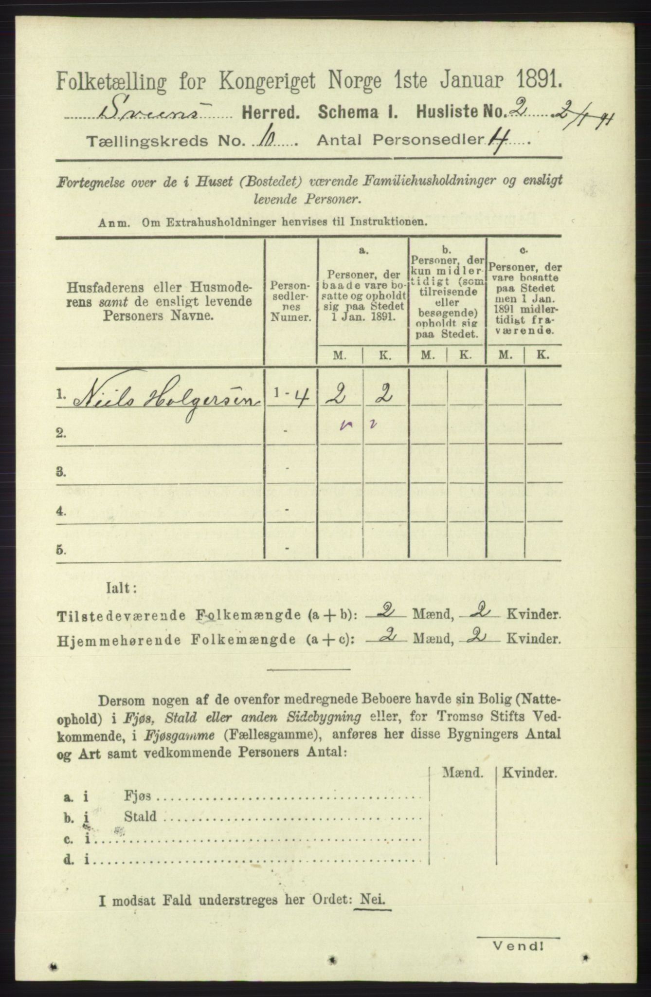 RA, 1891 census for 1216 Sveio, 1891, p. 2880