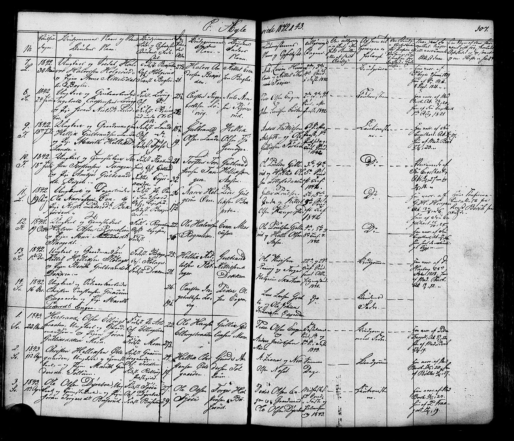Flesberg kirkebøker, SAKO/A-18/F/Fa/L0006: Parish register (official) no. I 6, 1834-1860, p. 307