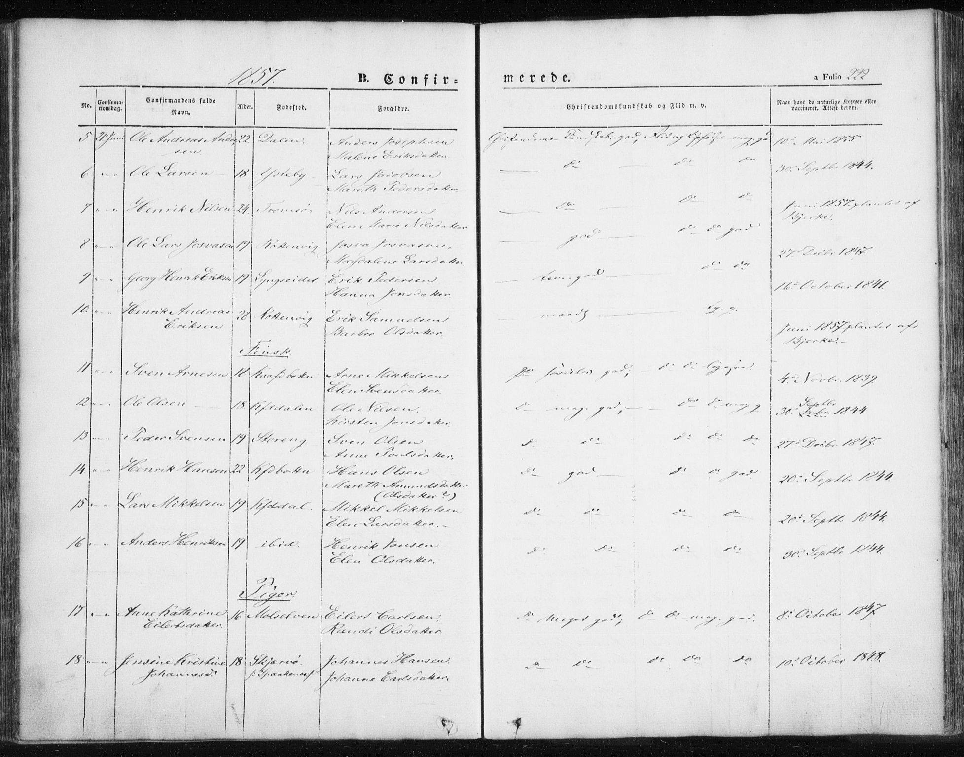 Lyngen sokneprestembete, AV/SATØ-S-1289/H/He/Hea/L0004kirke: Parish register (official) no. 4, 1839-1858, p. 222