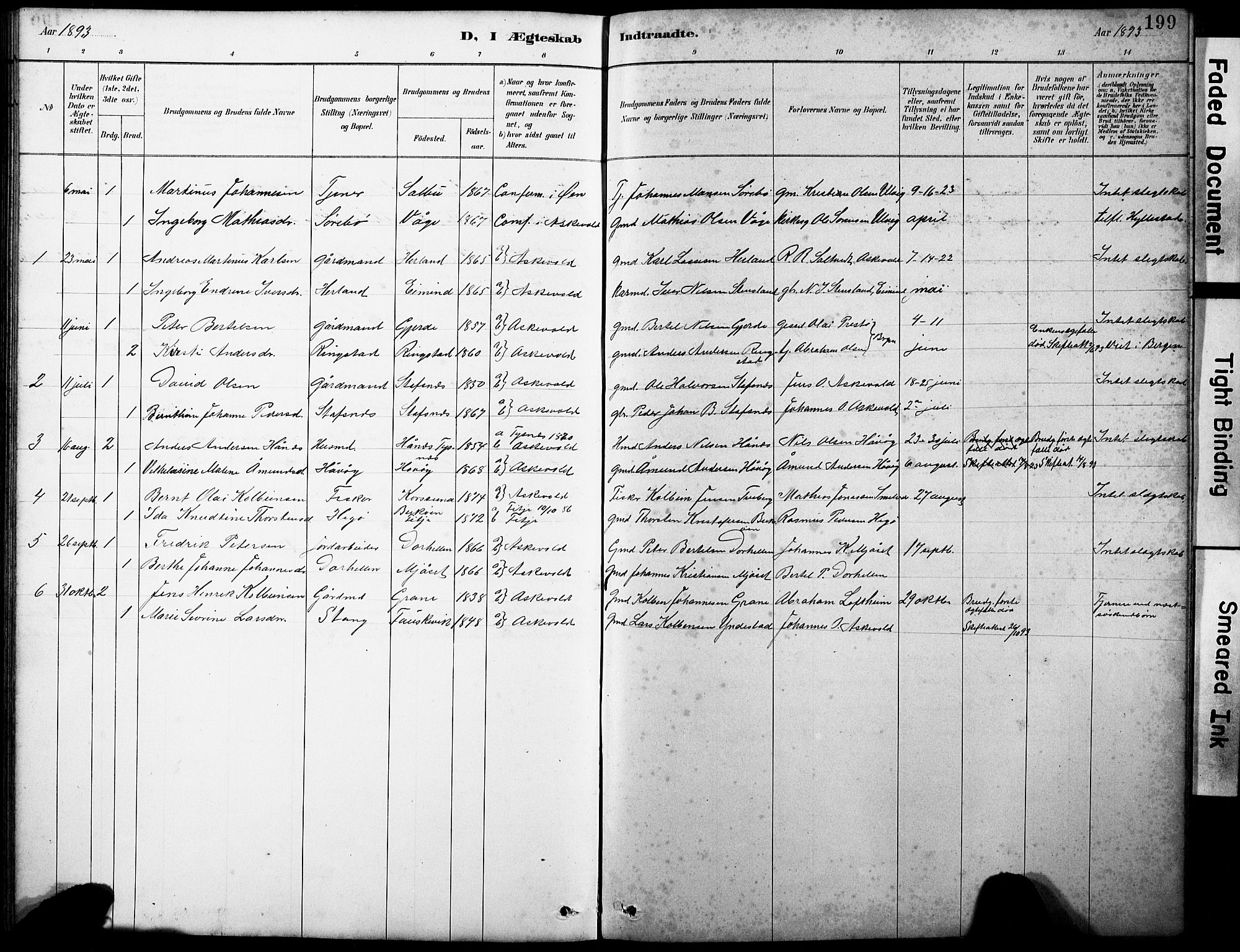 Askvoll sokneprestembete, SAB/A-79501/H/Hab/Haba/L0003: Parish register (copy) no. A 3, 1886-1928, p. 199