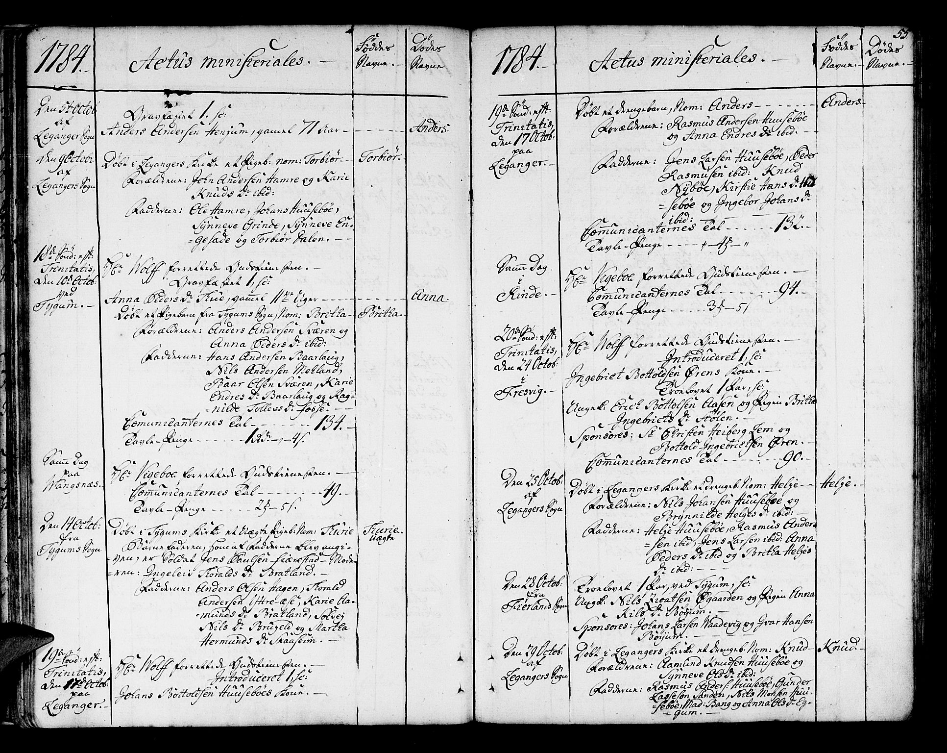 Leikanger sokneprestembete, AV/SAB-A-81001/H/Haa/Haaa/L0004: Parish register (official) no. A 4, 1770-1791, p. 55