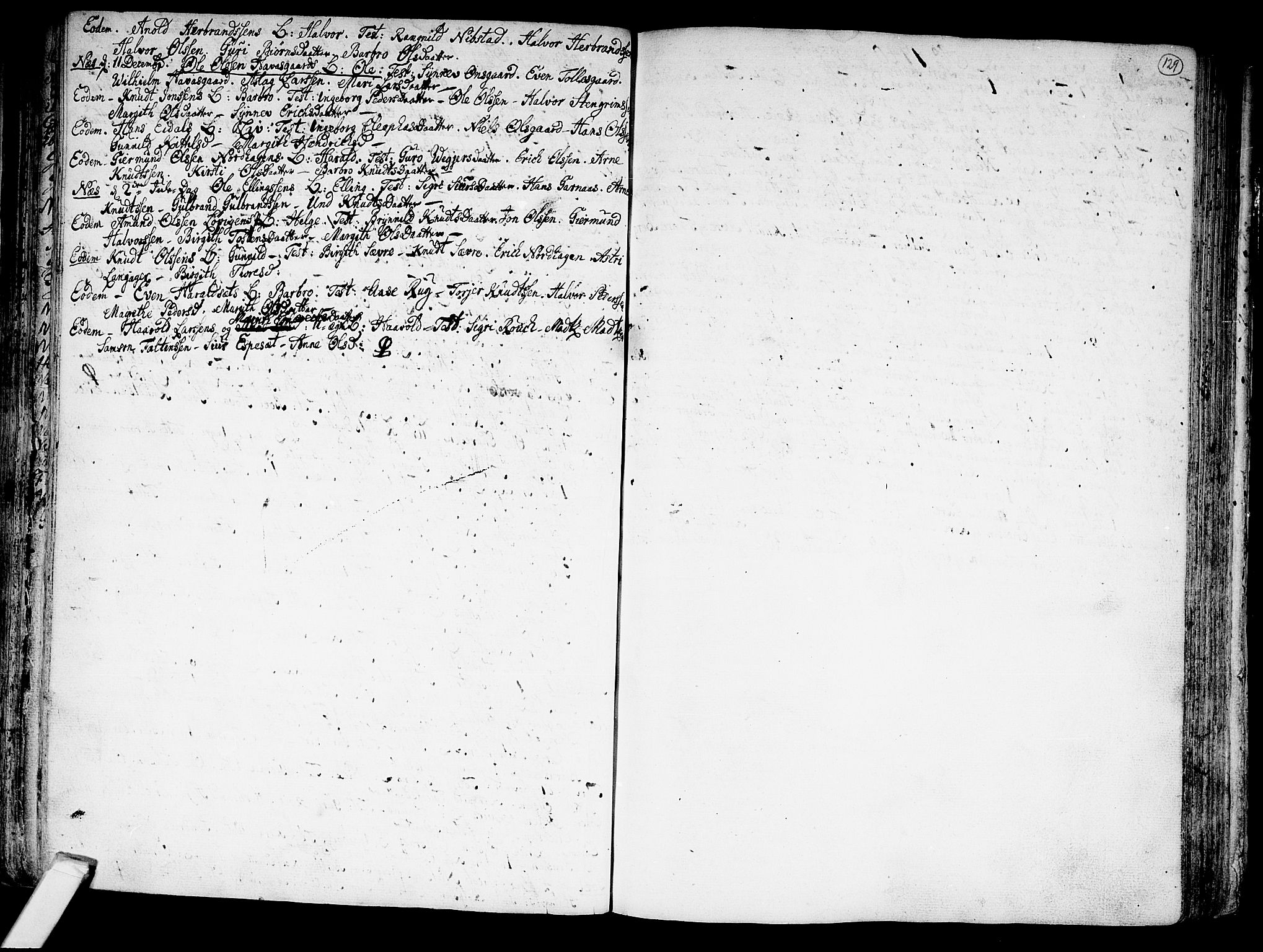 Nes kirkebøker, SAKO/A-236/F/Fa/L0002: Parish register (official) no. 2, 1707-1759, p. 129
