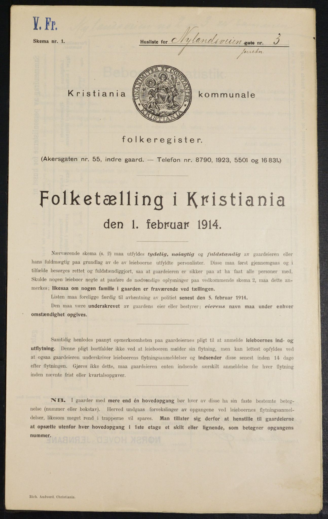 OBA, Municipal Census 1914 for Kristiania, 1914, p. 74005