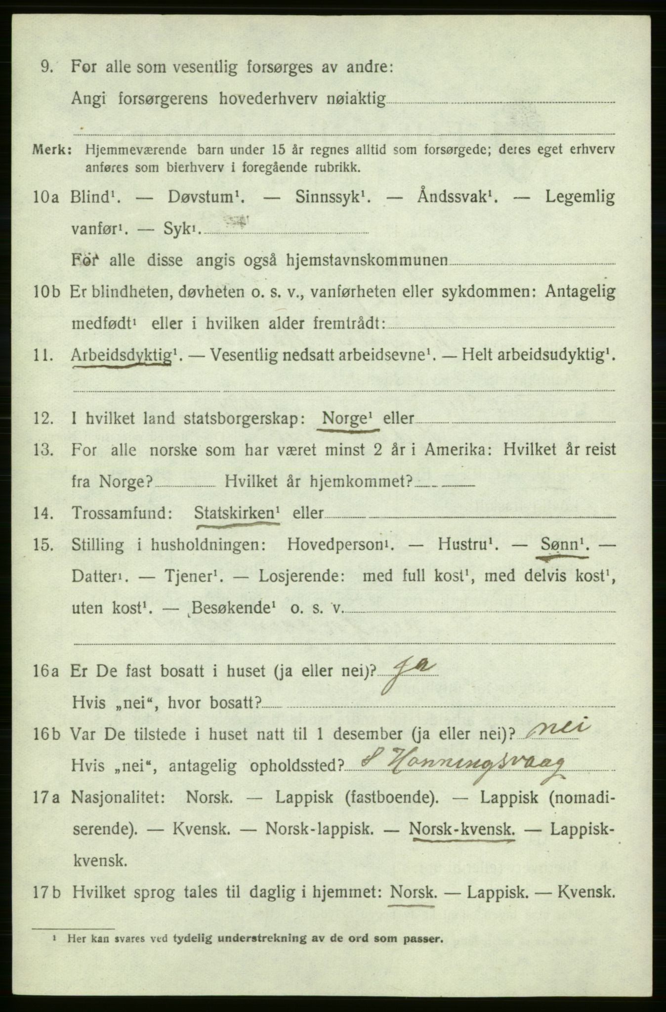SATØ, 1920 census for Kjelvik, 1920, p. 1646