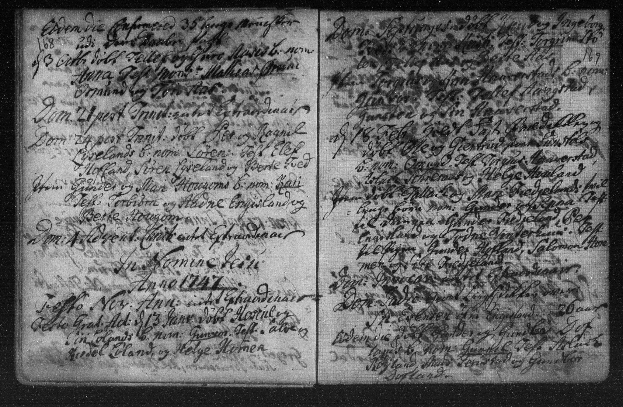 Herefoss sokneprestkontor, AV/SAK-1111-0019/F/Fa/Fab/L0001: Parish register (official) no. A 1, 1704-1779, p. 168-169