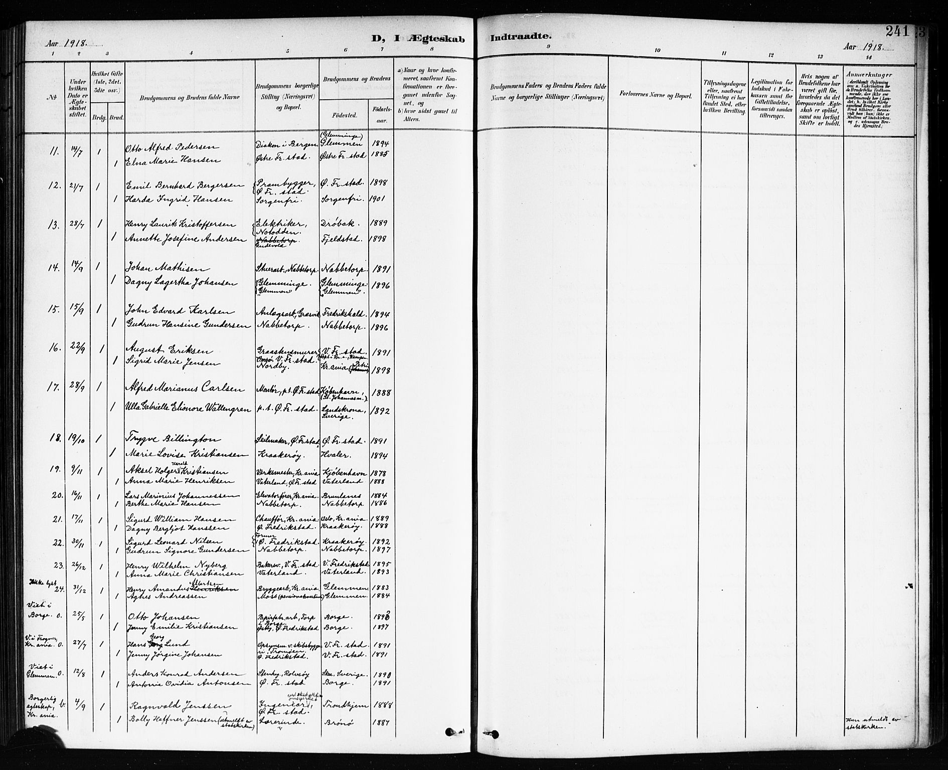 Østre Fredrikstad prestekontor Kirkebøker, SAO/A-10907/G/Ga/L0002: Parish register (copy) no. 2, 1900-1919, p. 241
