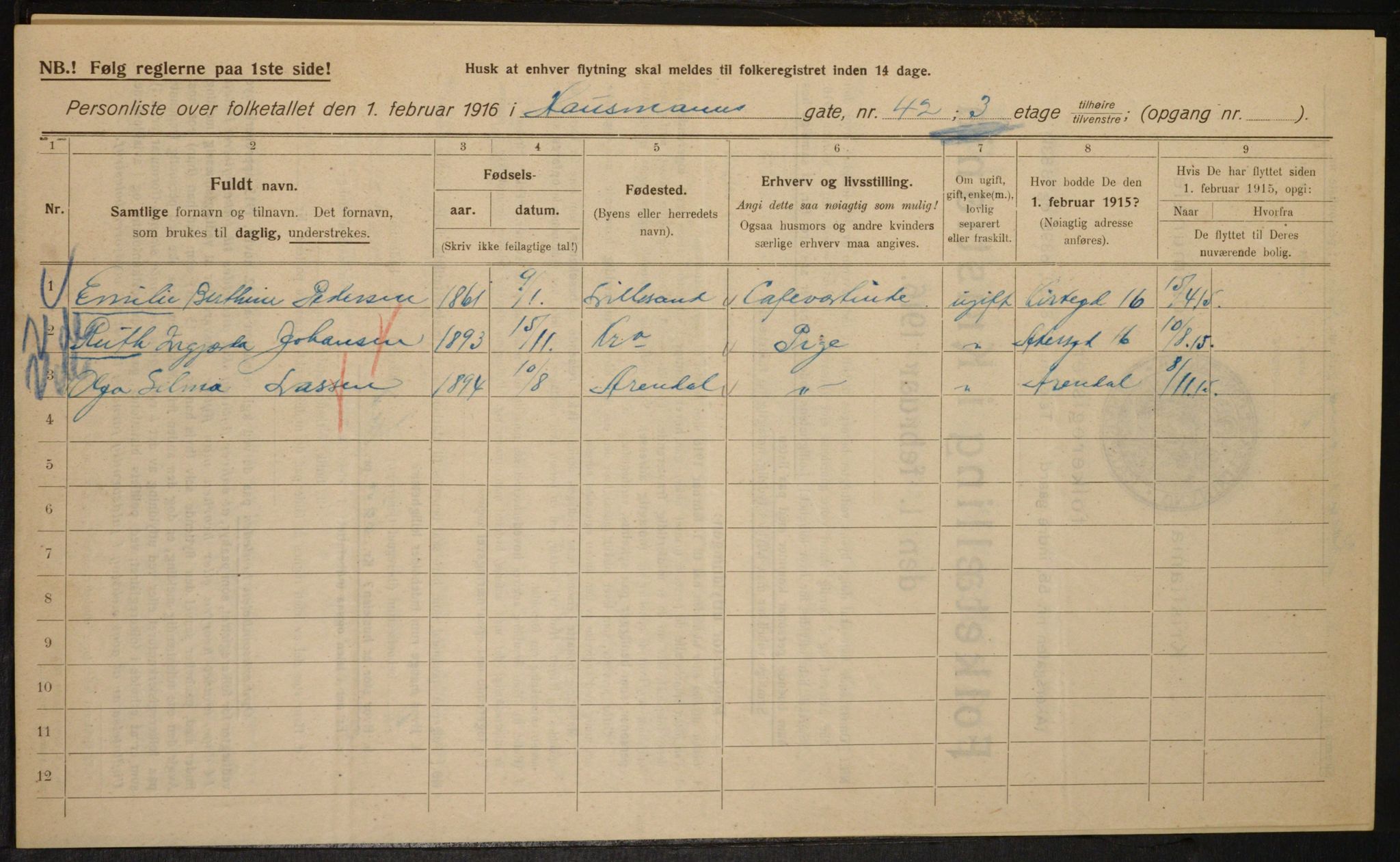 OBA, Municipal Census 1916 for Kristiania, 1916, p. 36071