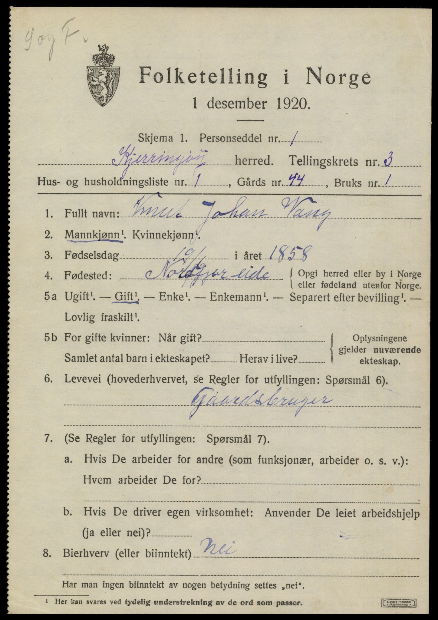 SAT, 1920 census for Kjerringøy, 1920, p. 1269