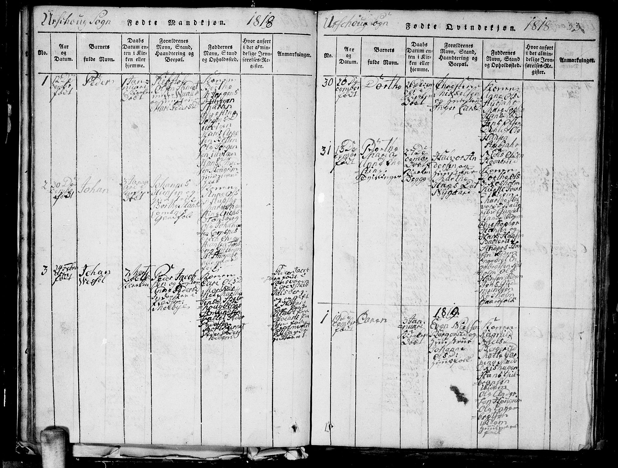 Aurskog prestekontor Kirkebøker, AV/SAO-A-10304a/G/Ga/L0001: Parish register (copy) no. I 1, 1814-1829, p. 33