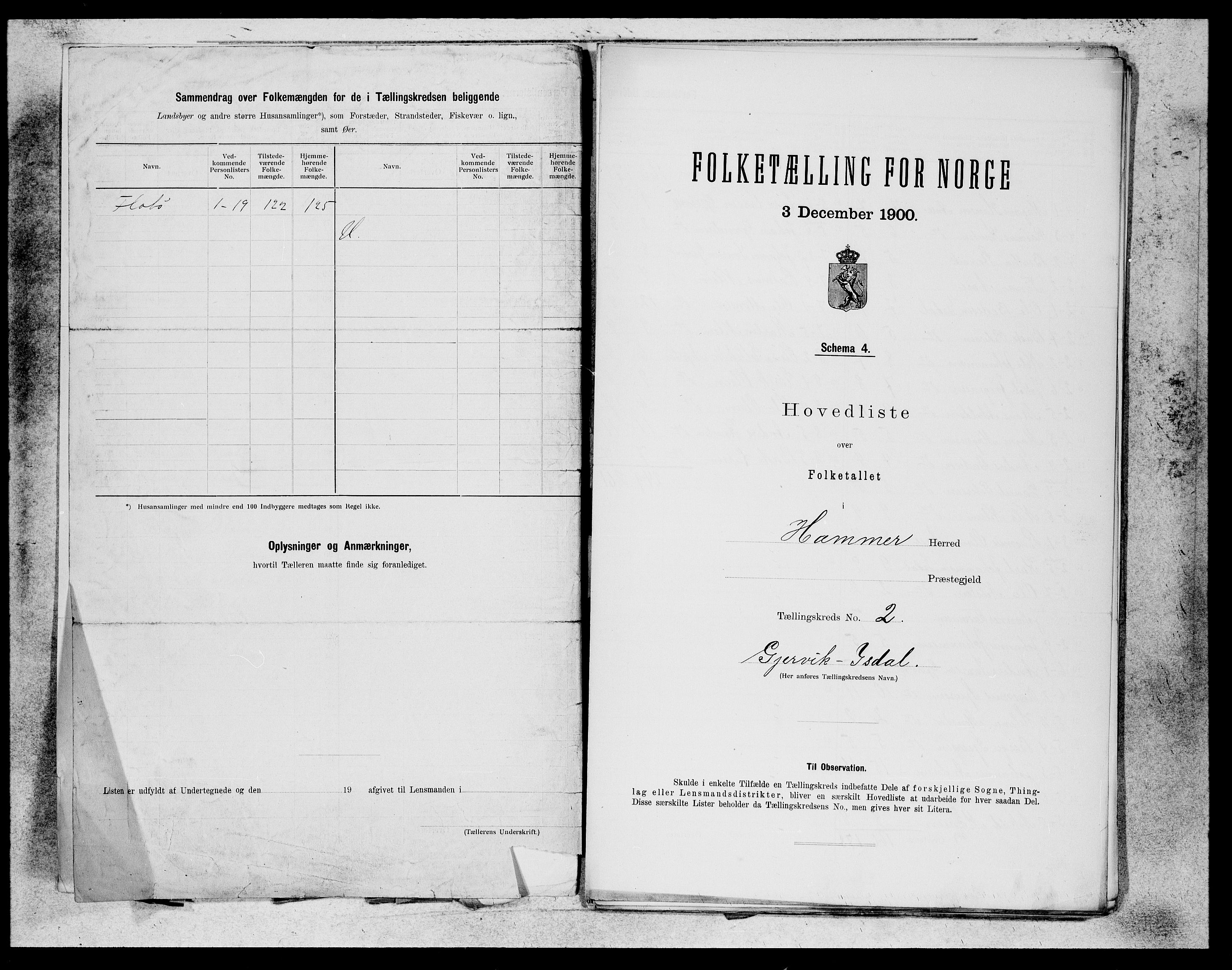 SAB, 1900 census for Hamre, 1900, p. 3