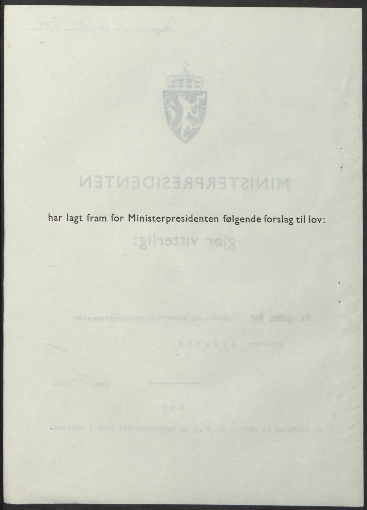 NS-administrasjonen 1940-1945 (Statsrådsekretariatet, de kommisariske statsråder mm), AV/RA-S-4279/D/Db/L0100: Lover, 1944, p. 131