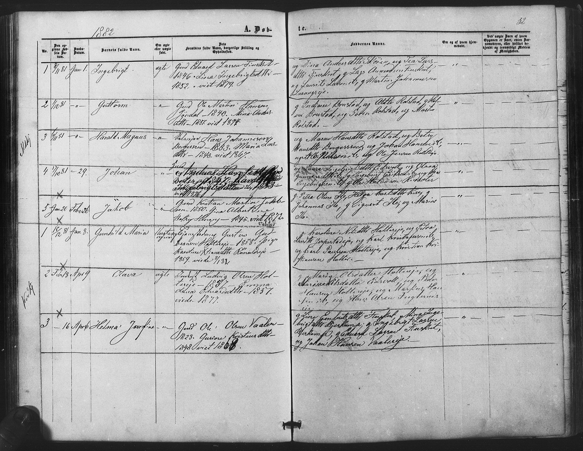 Nes prestekontor Kirkebøker, SAO/A-10410/F/Fb/L0001: Parish register (official) no. II 1, 1859-1882, p. 52